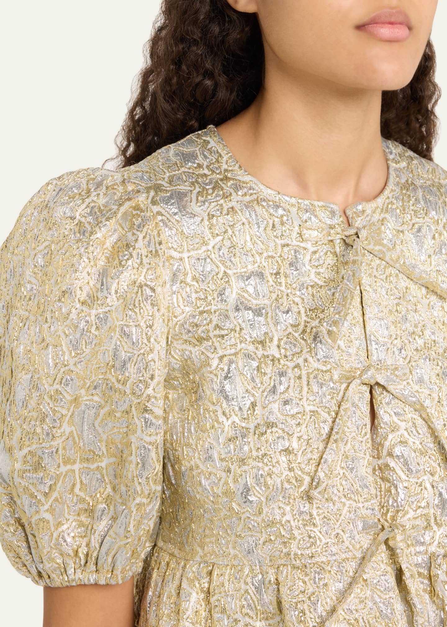 Ganni Metallic Cloque Peplum Blouse Image 5 of 5