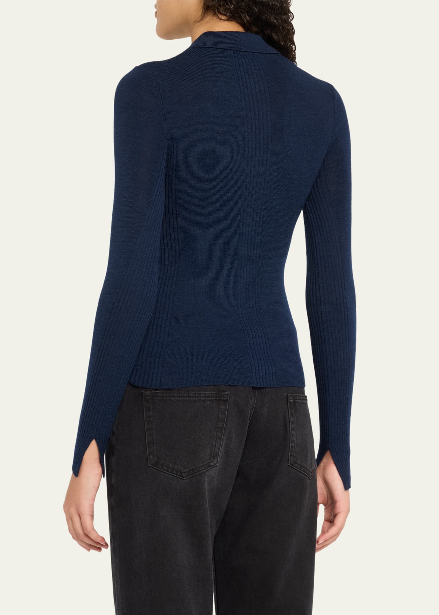 Mini Ribbed Merino Polo Sweater