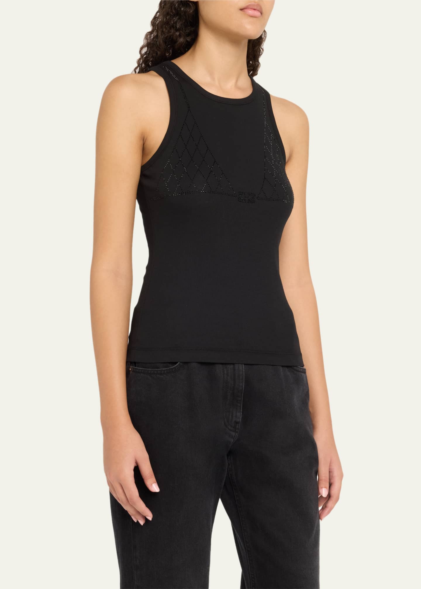 Ganni Soft Rib Rhinestone Tank Top