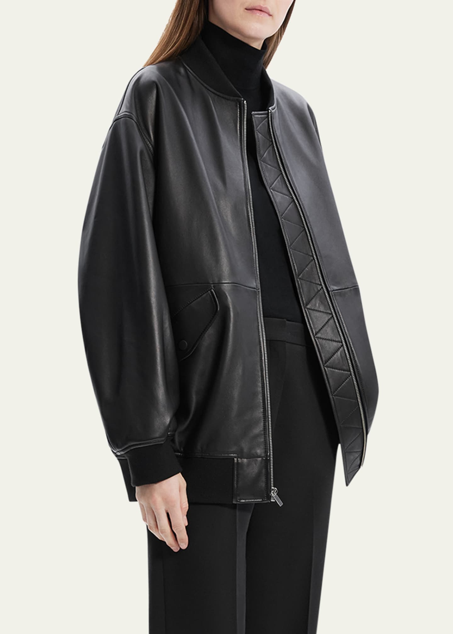 Faux leather flight jacket top