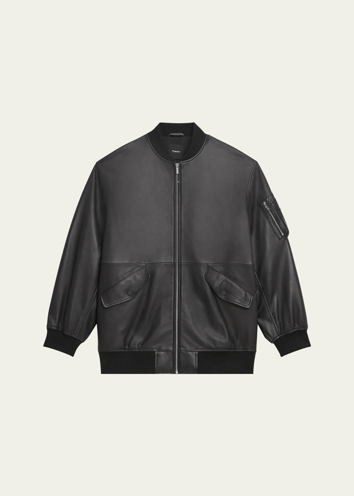 Theory Women s Oversized Leather Jacket Black Leather Jackets