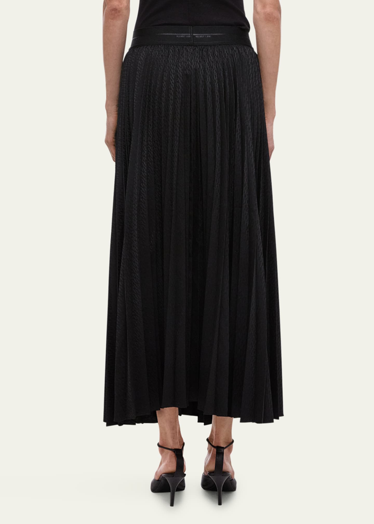 Helmut Lang Logo Waistband Pleated Maxi Skirt Image 3 of 4