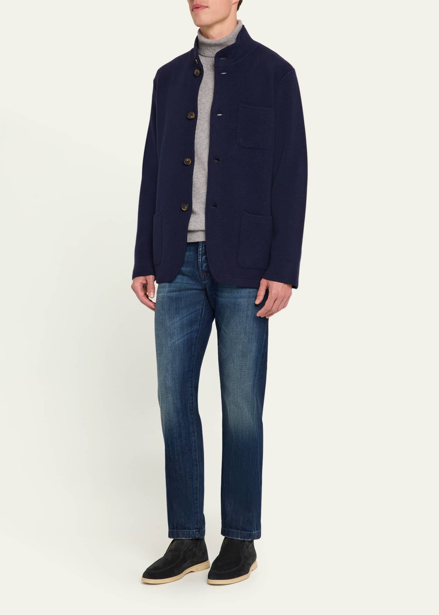 Kiton Men's Cashmere Knit Shirt Jacket Image 2 of 5