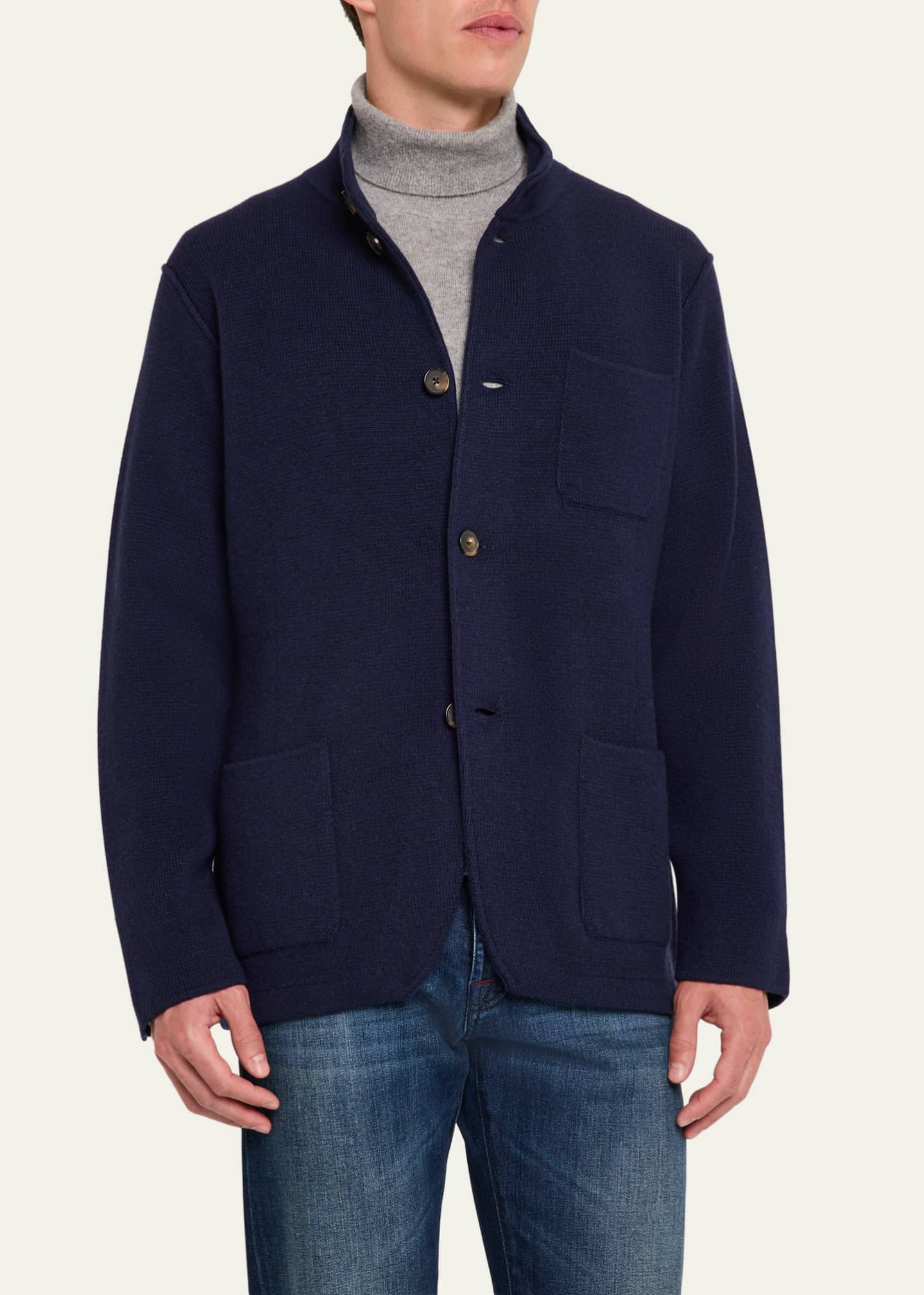 Kiton Men's Cashmere Knit Shirt Jacket Image 4 of 5