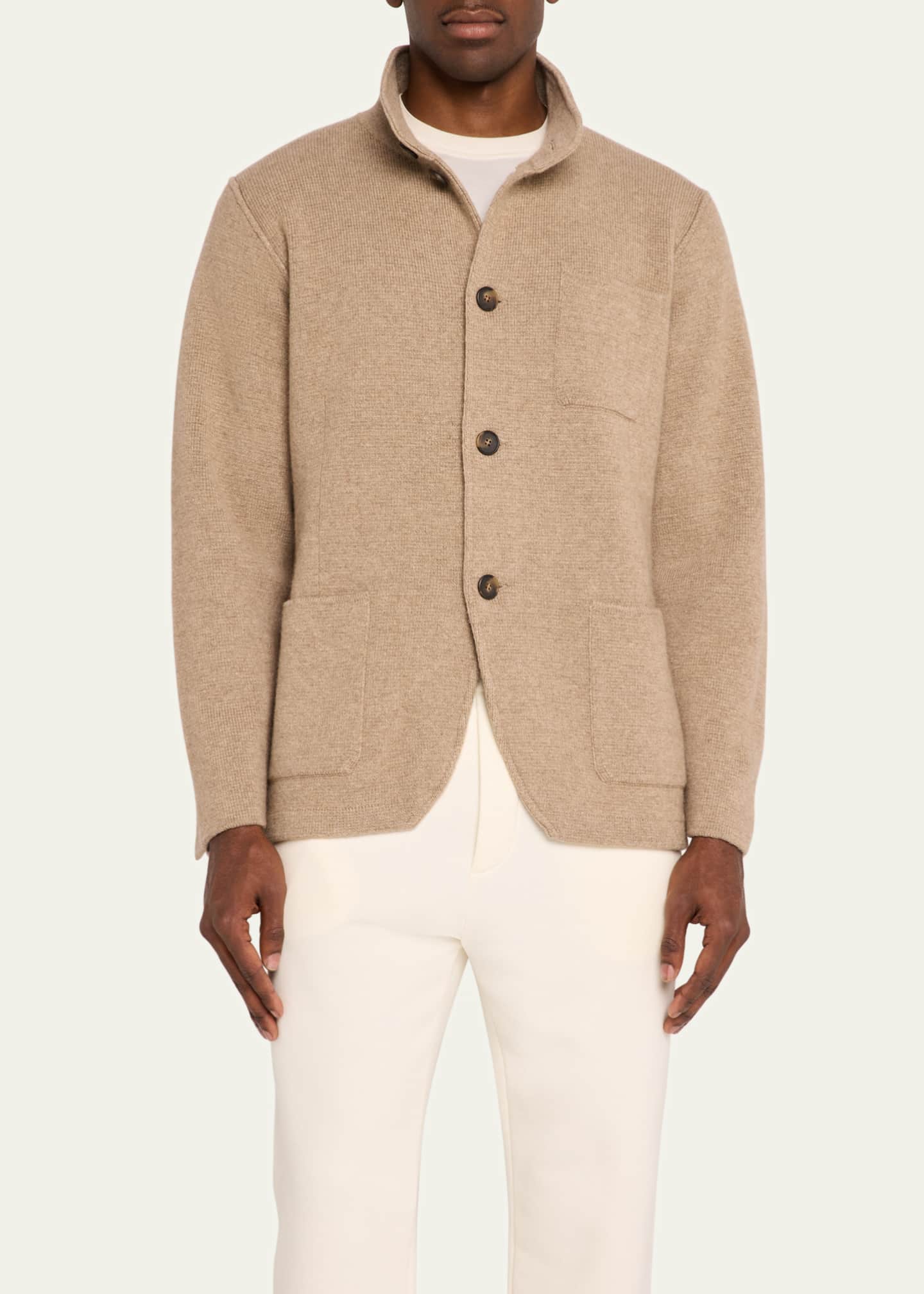 Kiton Men's Cashmere Knit Shirt Jacket Image 4 of 5