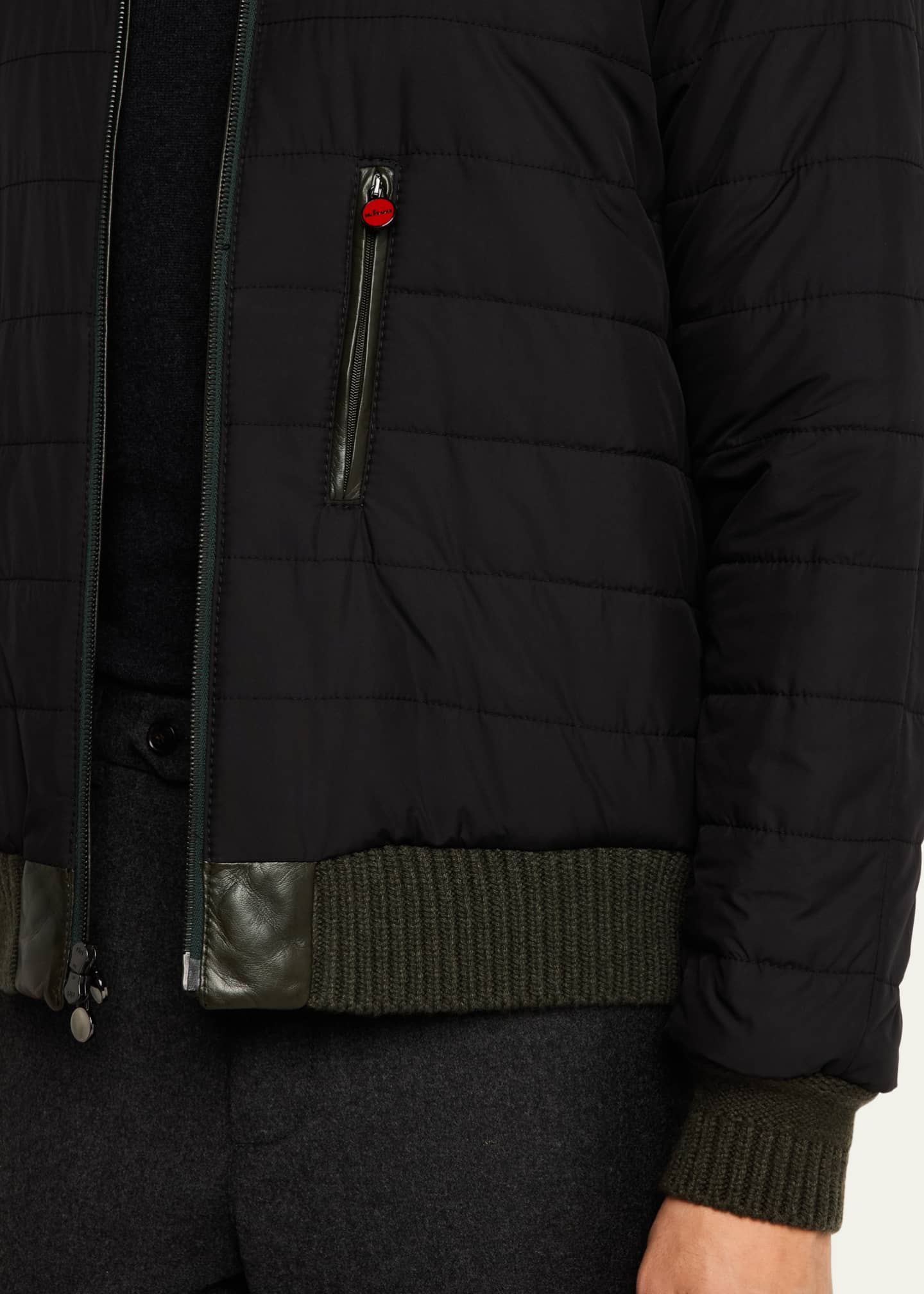 Kiton Men's Reversible Leather to Nylon Full-Zip Blouson Image 5 of 5
