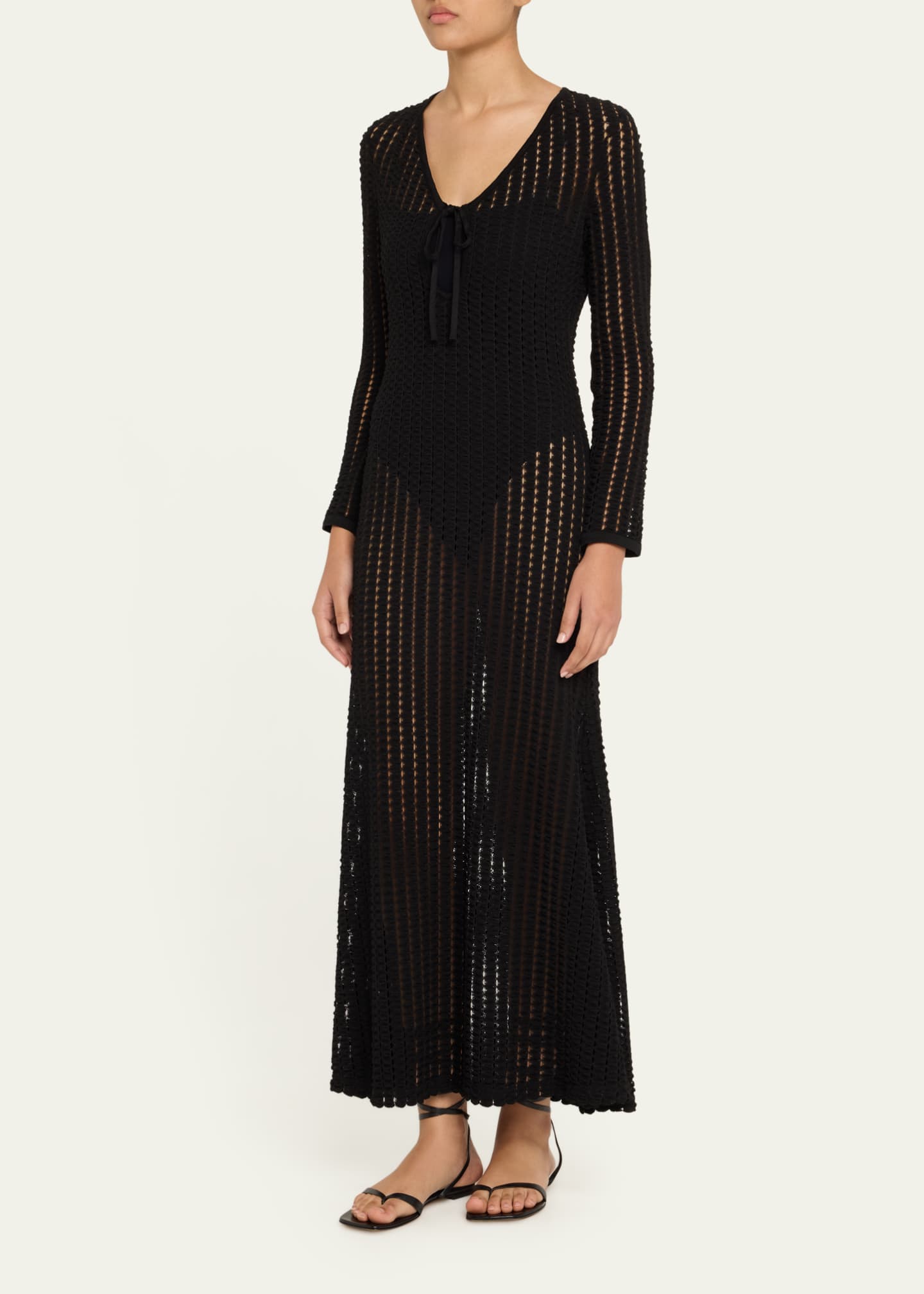 SIMKHAI Elton Open-Knit Keyhole Maxi Dress Image 4 of 5