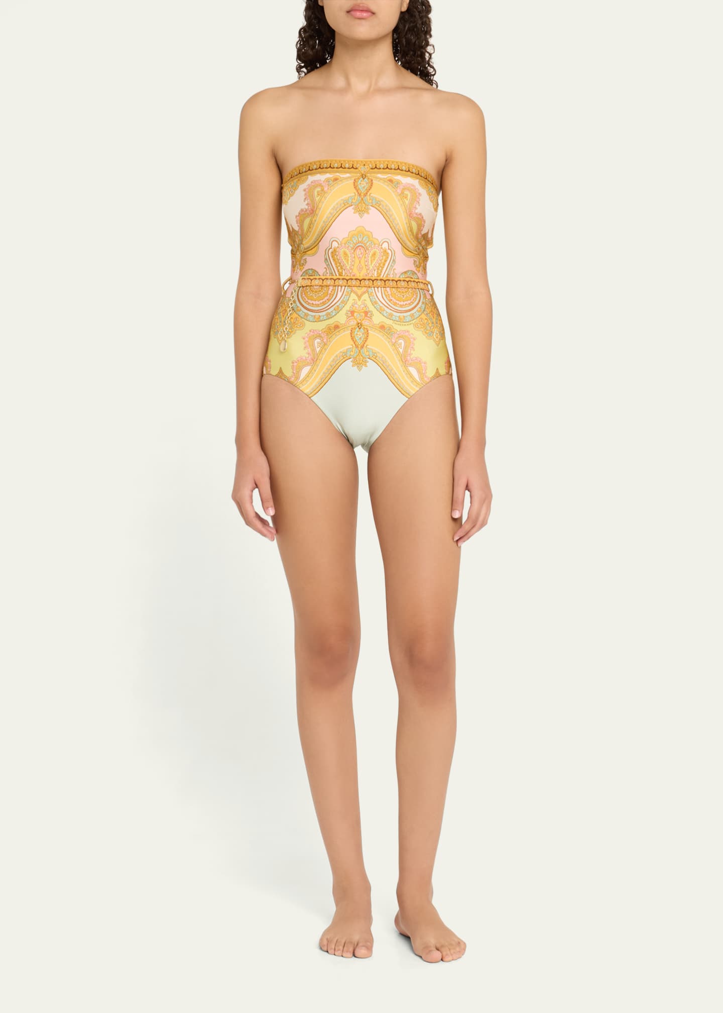 Zimmermann Maxine Chain Trim Bandeau One-Piece Swimsuit Image 2 of 4