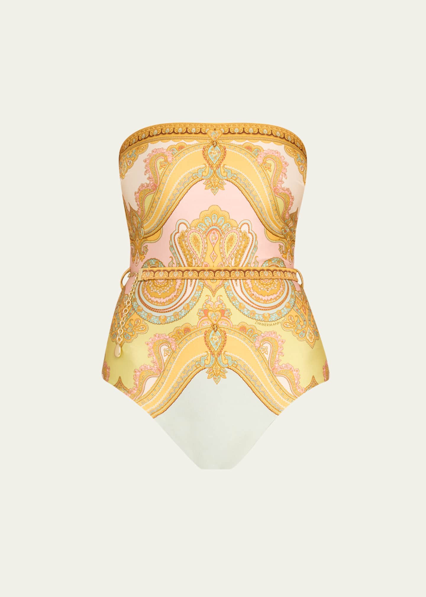 Zimmermann Maxine Chain Trim Bandeau One-Piece Swimsuit Image 1 of 4