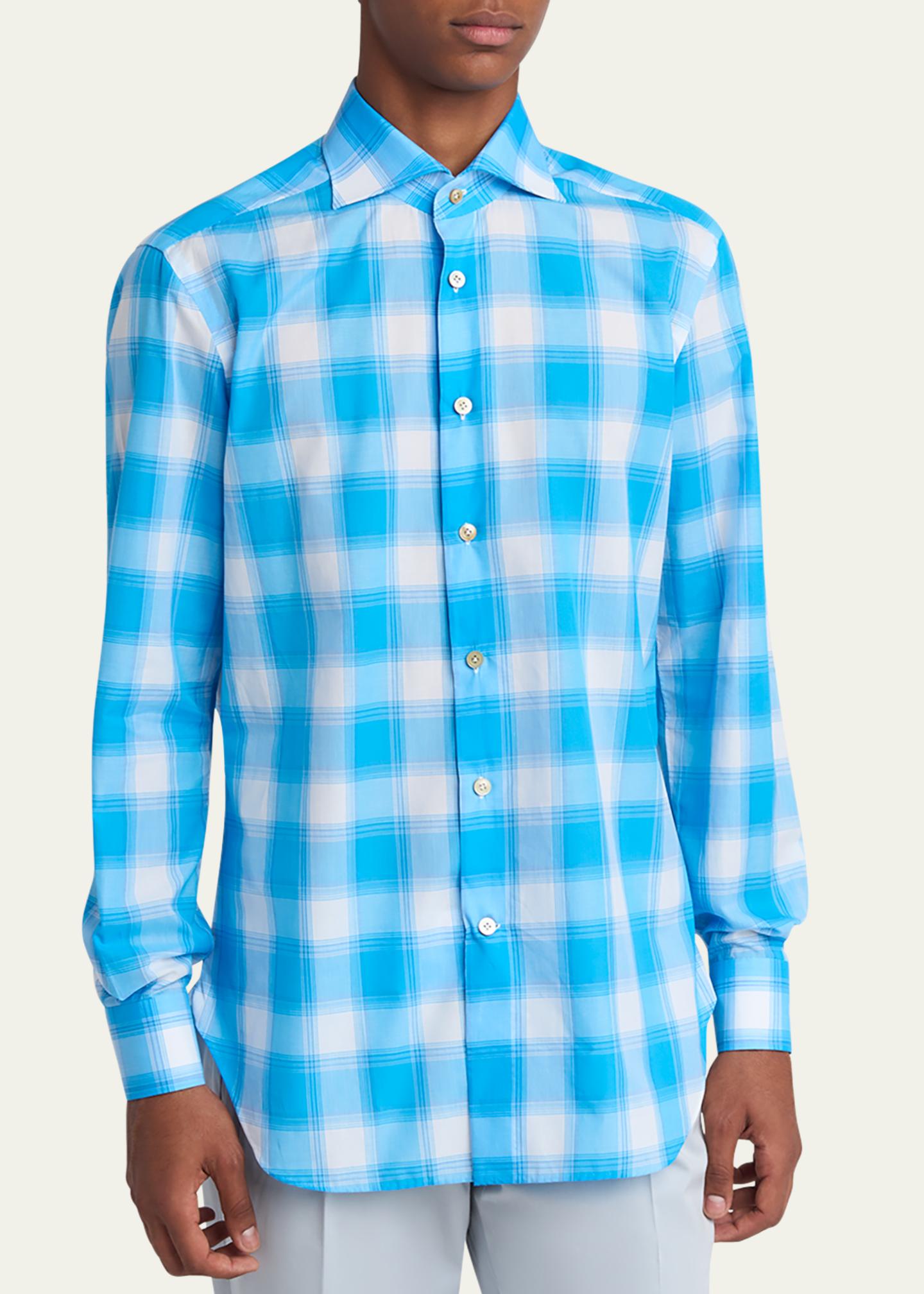 Kiton Men's Cotton Check Sport Shirt - Bergdorf Goodman