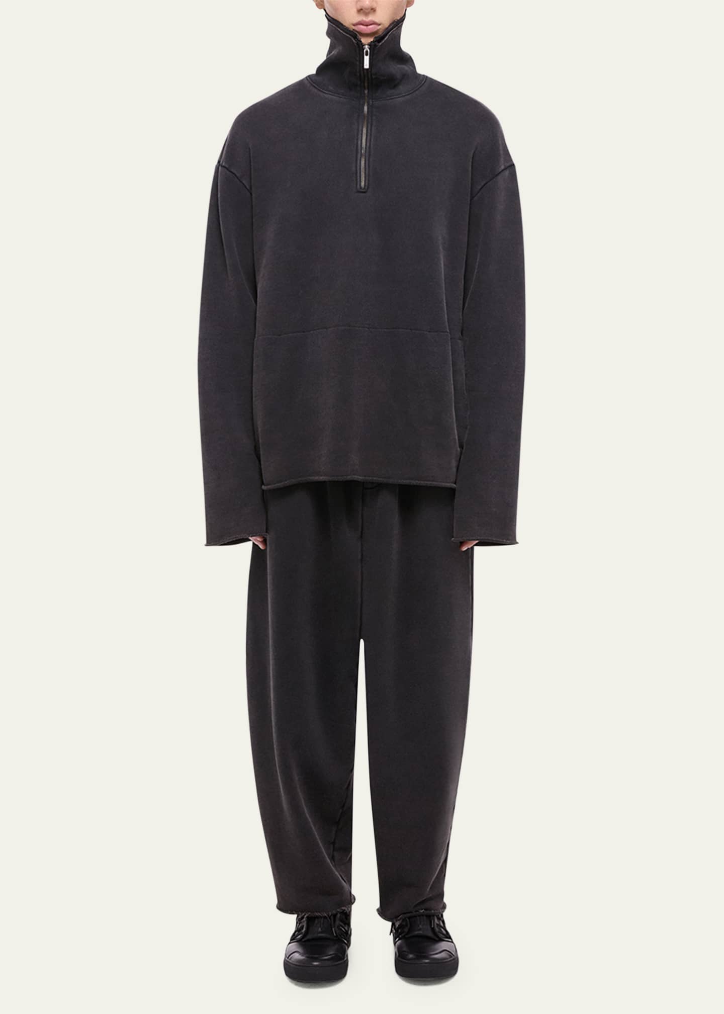 Helmut Lang Men's Washed Quarter-Zip Oversized Sweatshirt Image 2 of 5