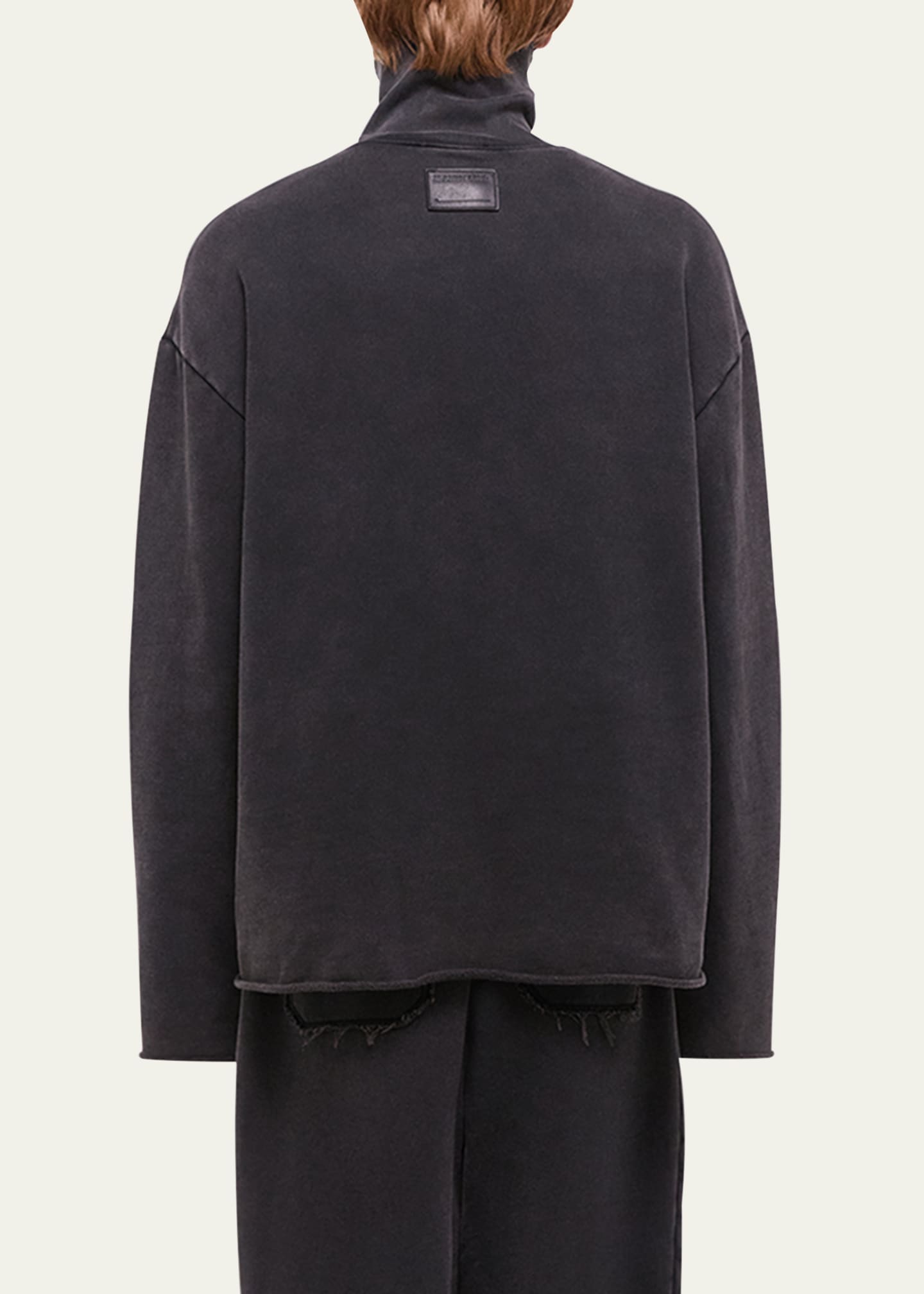 Helmut Lang Men's Washed Quarter-Zip Oversized Sweatshirt Image 3 of 5