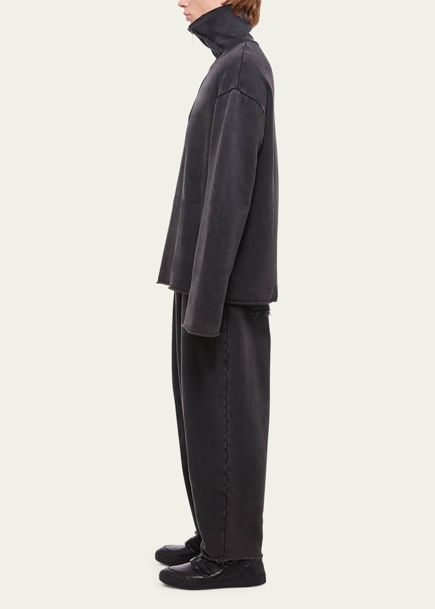 Helmut Lang Men's Washed Quarter-Zip Oversized Sweatshirt Image 4 of 5