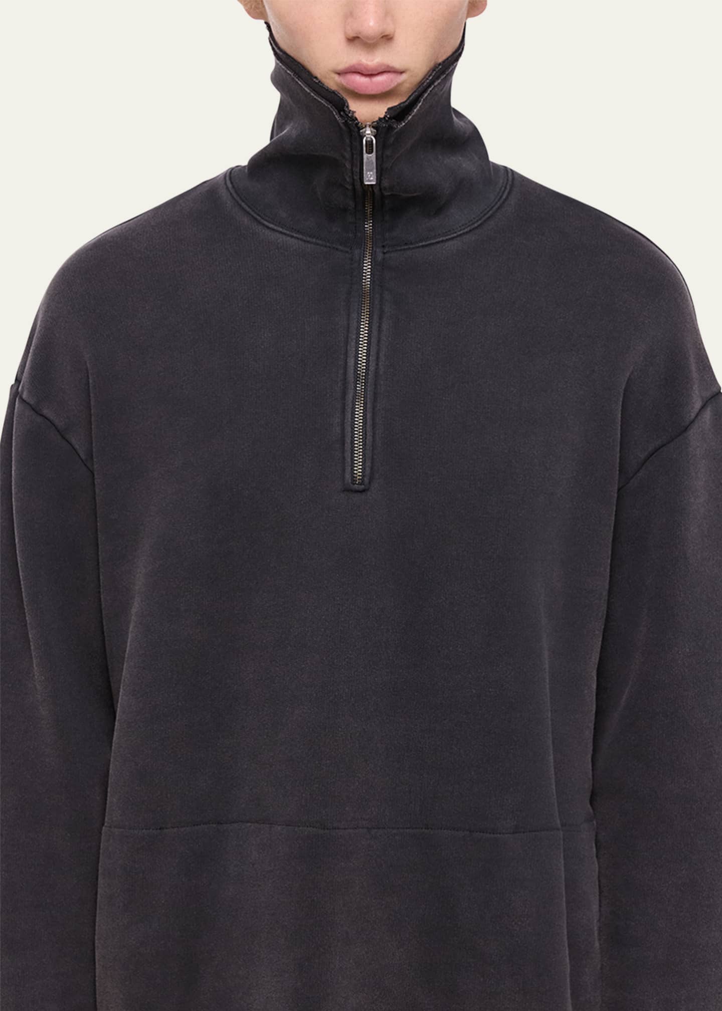 Helmut Lang Men's Washed Quarter-Zip Oversized Sweatshirt Image 5 of 5