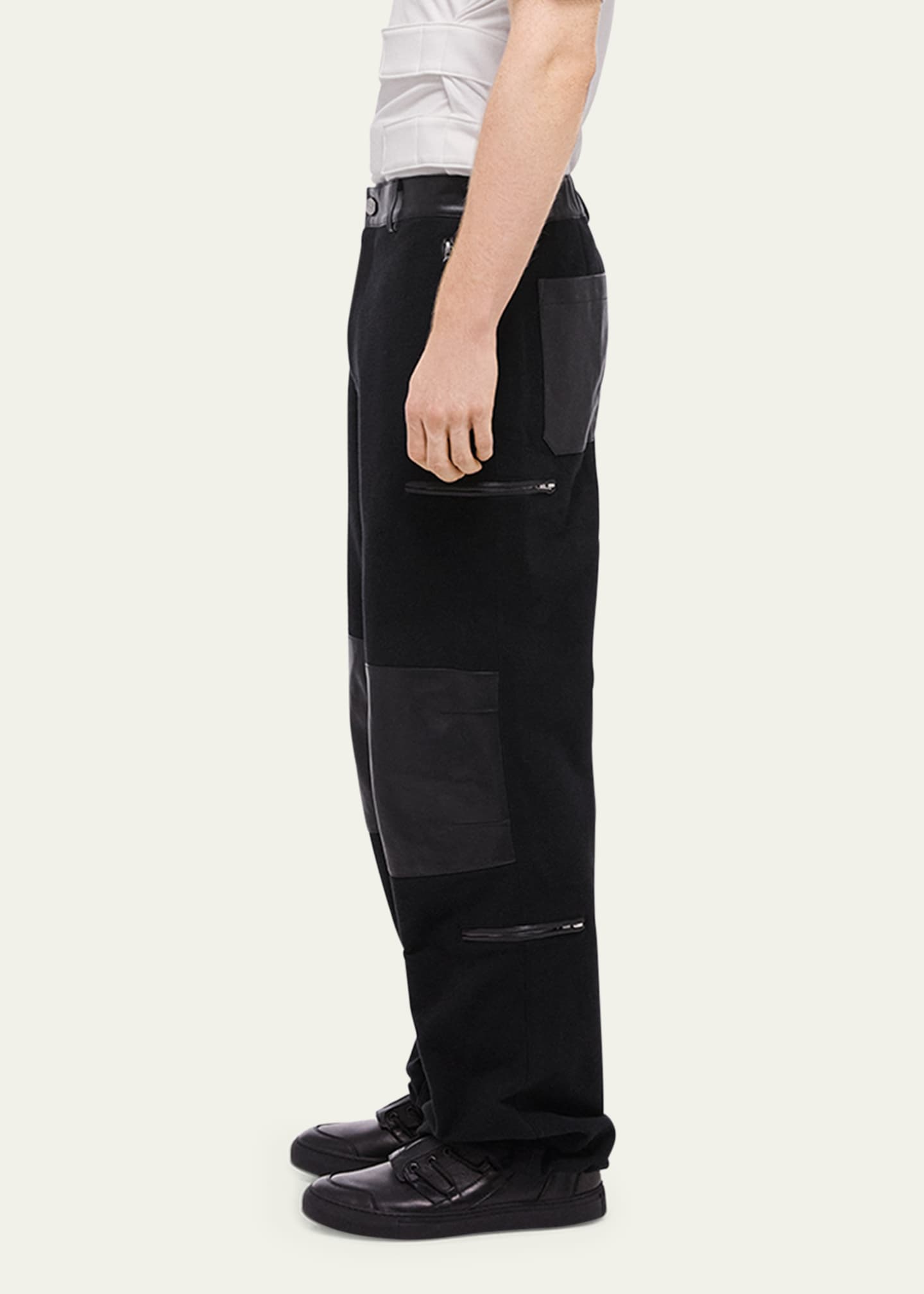 Helmut Lang Men's Work Pants with Leather Patches