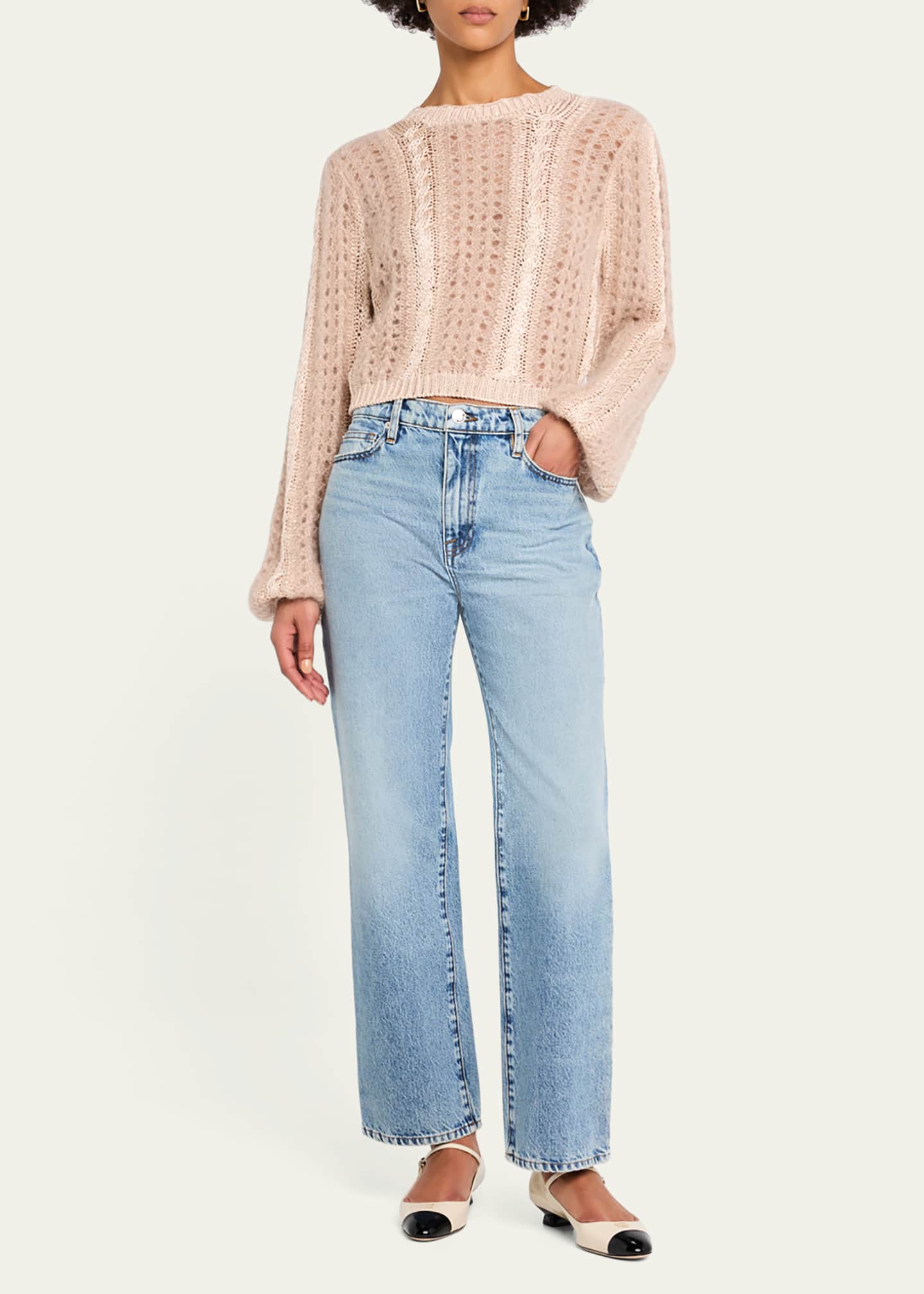FRAME Femme Cable Mix Crewneck Sweater Image 2 of 5