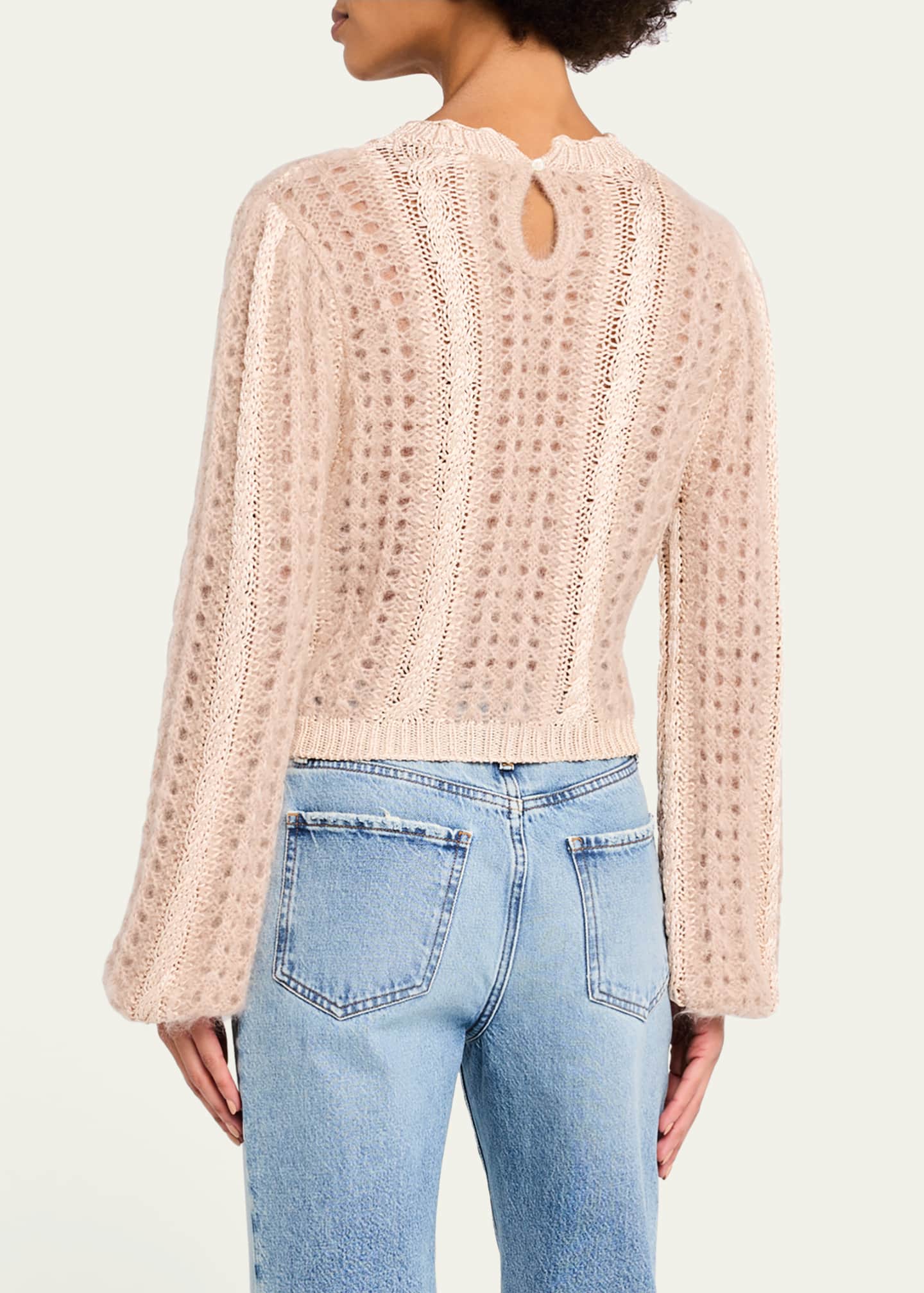 FRAME Femme Cable Mix Crewneck Sweater Image 3 of 5