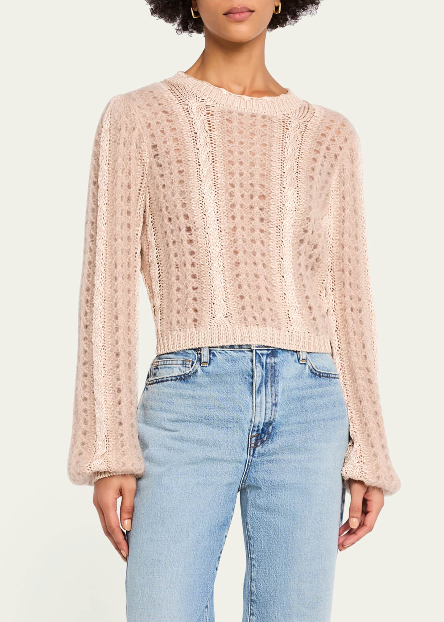 FRAME Femme Cable Mix Crewneck Sweater Image 4 of 5