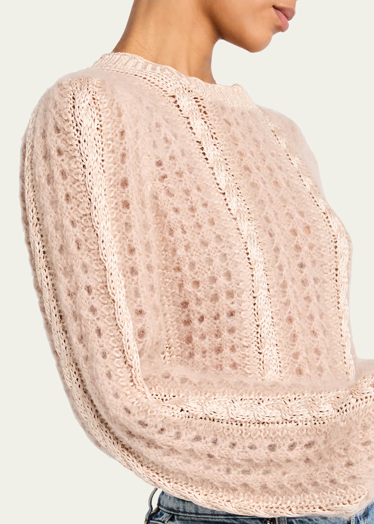 FRAME Femme Cable Mix Crewneck Sweater Image 5 of 5