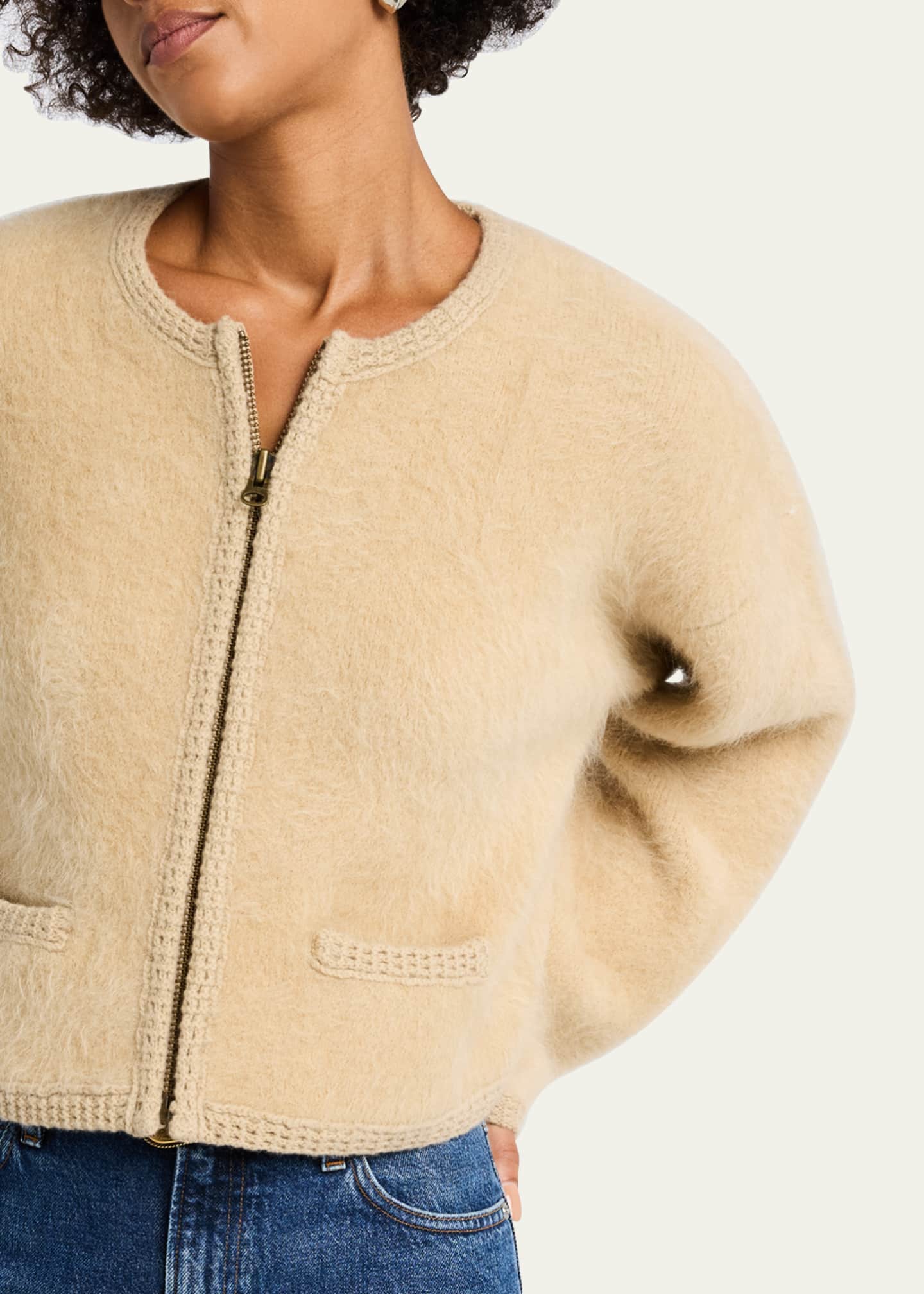 FRAME Lofty Crochet Trim Cashmere Cardigan Image 5 of 5