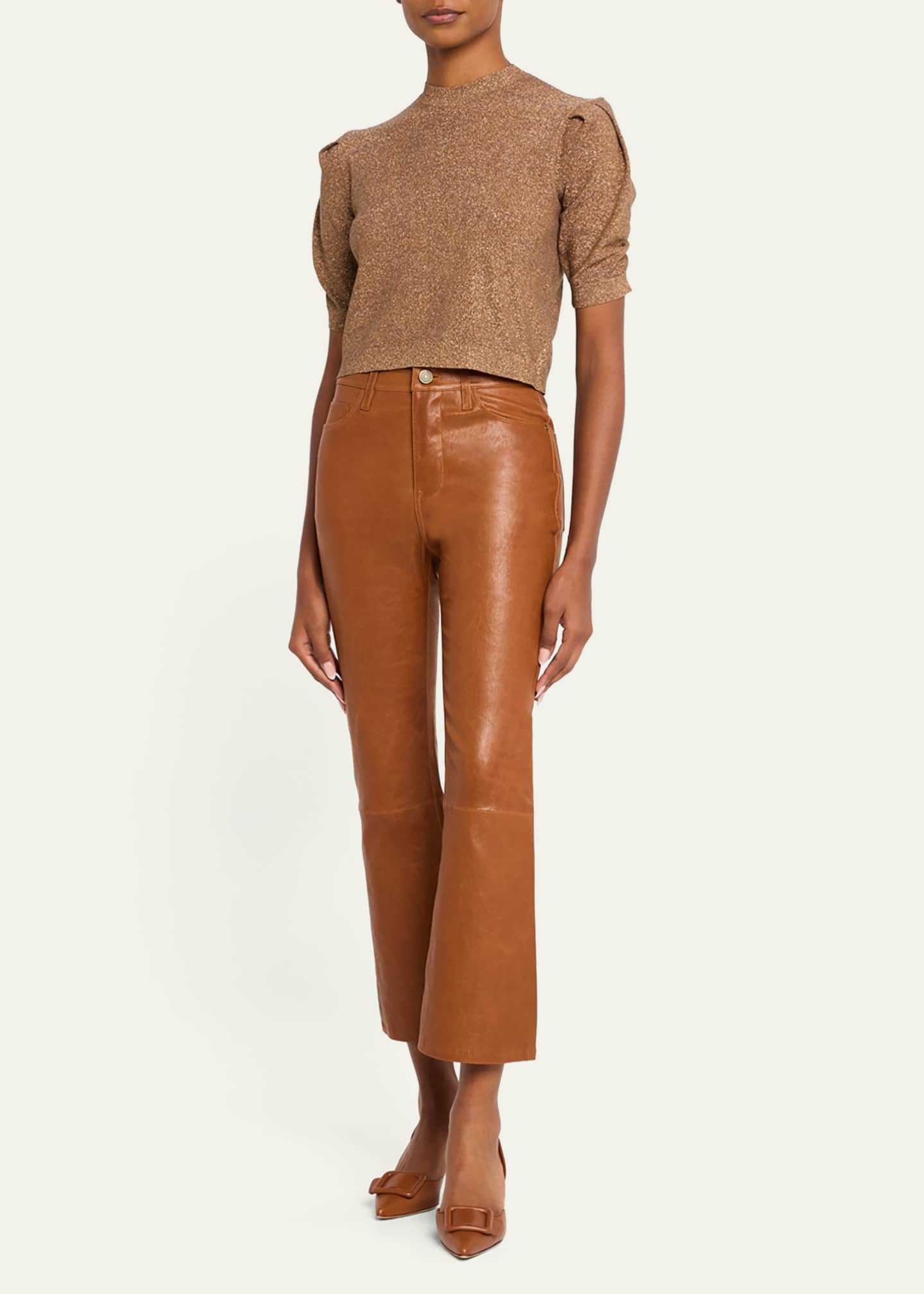 FRAME Sparkly Ruched-Sleeve Sweater Image 2 of 5