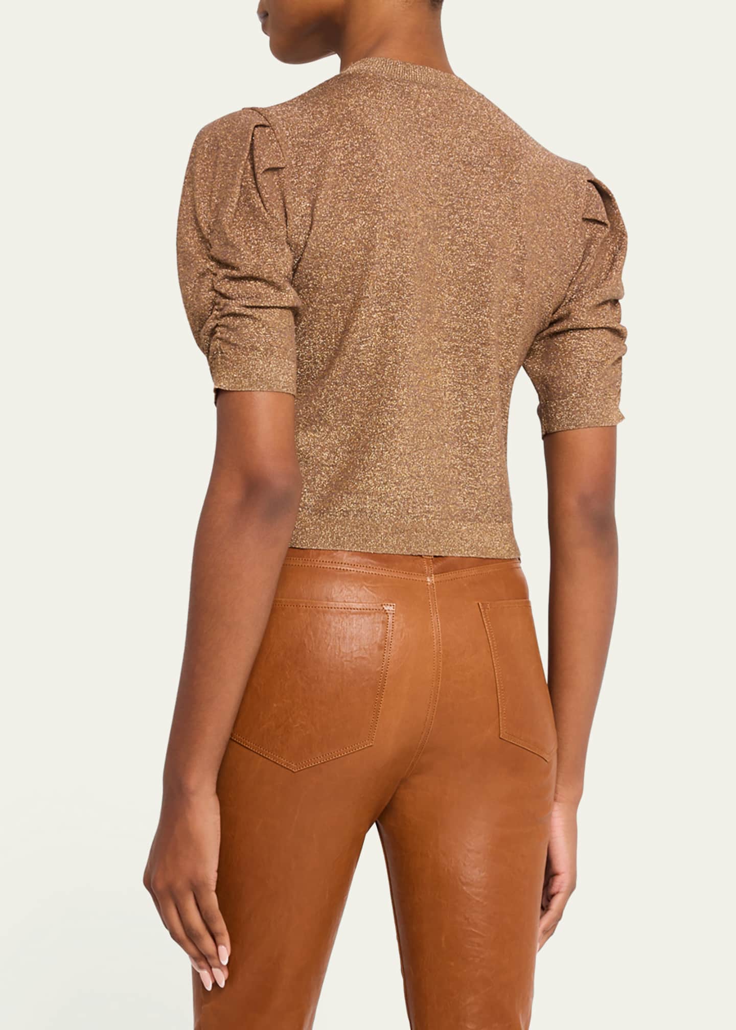 FRAME Sparkly Ruched-Sleeve Sweater Image 3 of 5