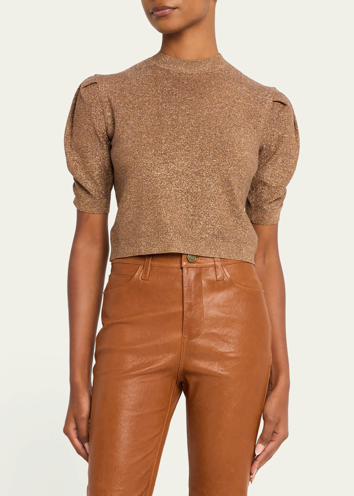 FRAME Sparkly Ruched-Sleeve Sweater Image 4 of 5
