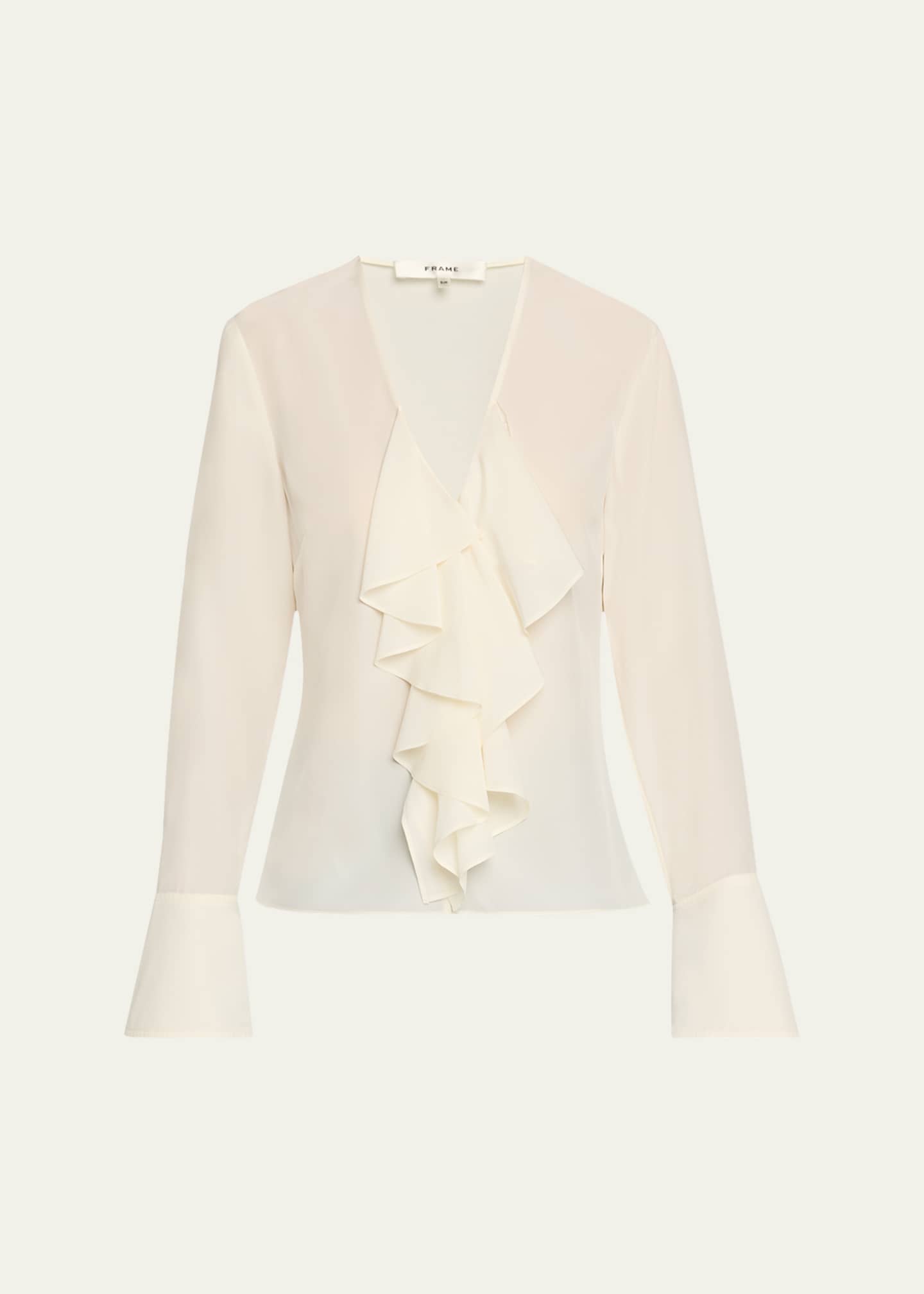 FRAME Ruffled V-Neck Blouse - Bergdorf Goodman