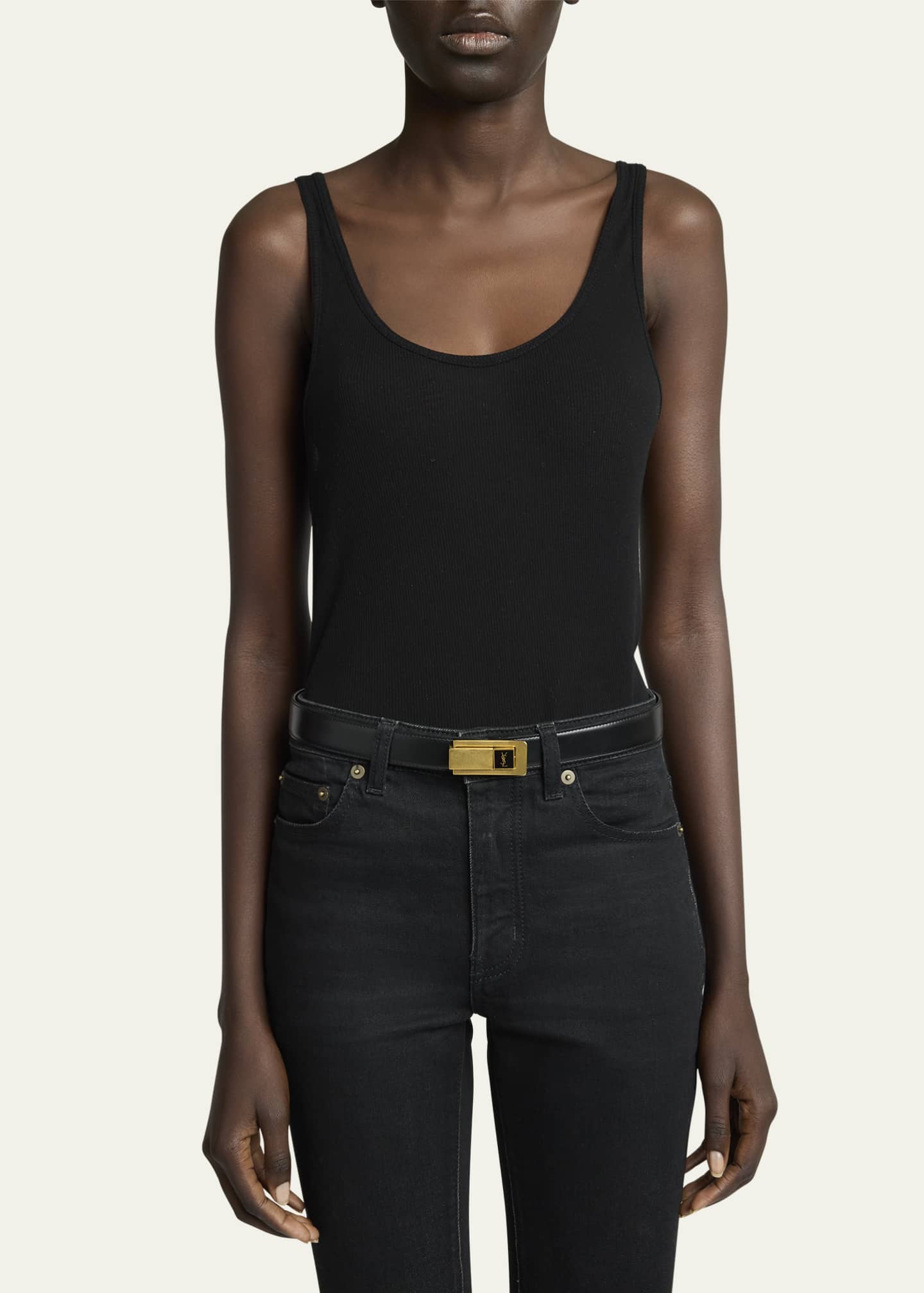 Saint Laurent YSL Skinny Leather Belt Image 2 of 2