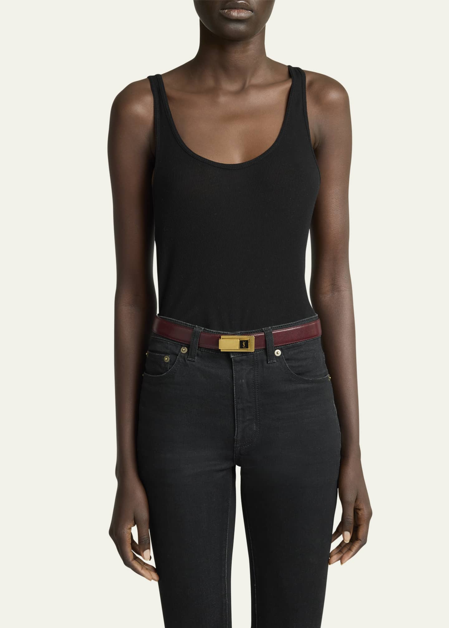 Saint Laurent YSL Skinny Leather Belt Image 2 of 2