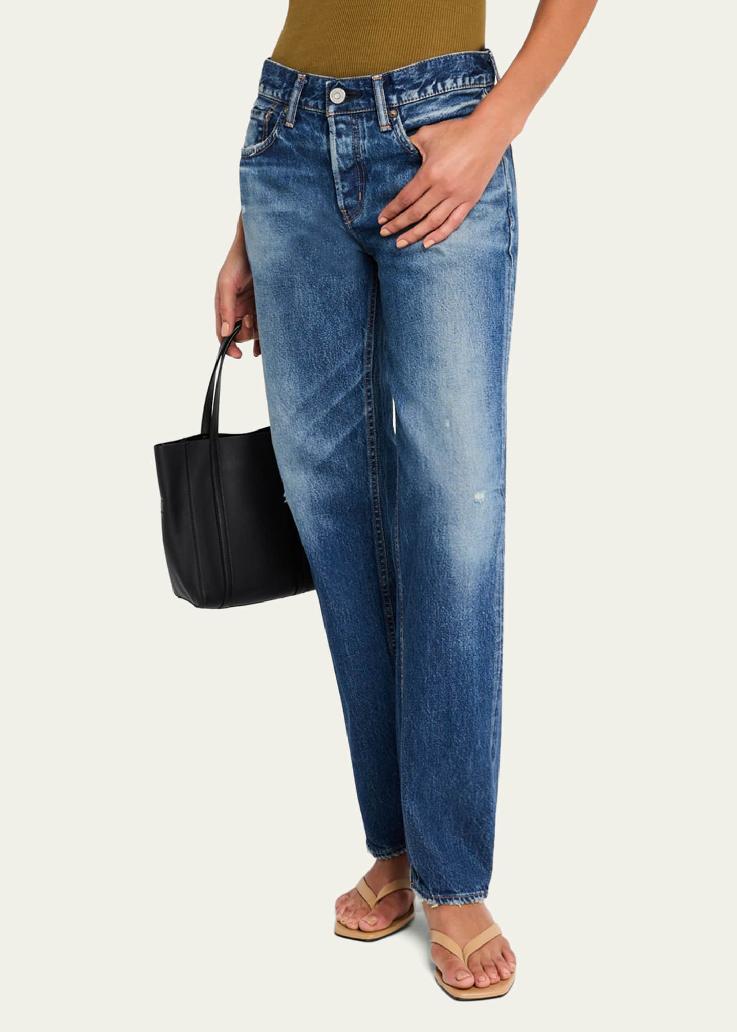 Moussy Vintage Wildwood Low-Rise Straight Jeans in Light Blue