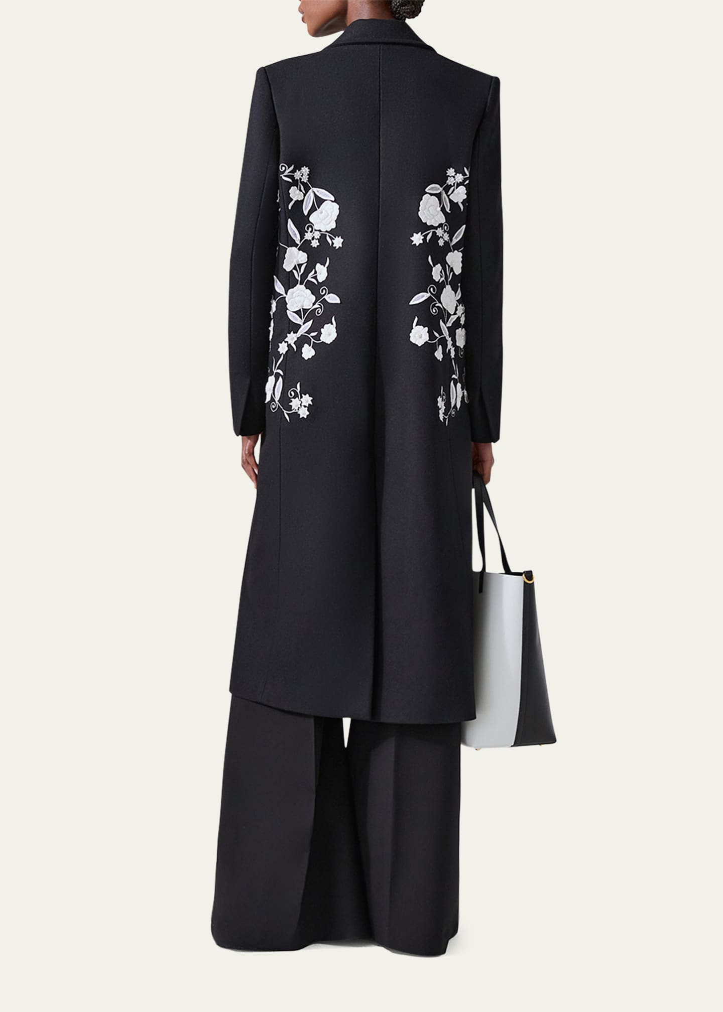 Carolina Herrera Floral Embroidered Wool Coat Image 3 of 3