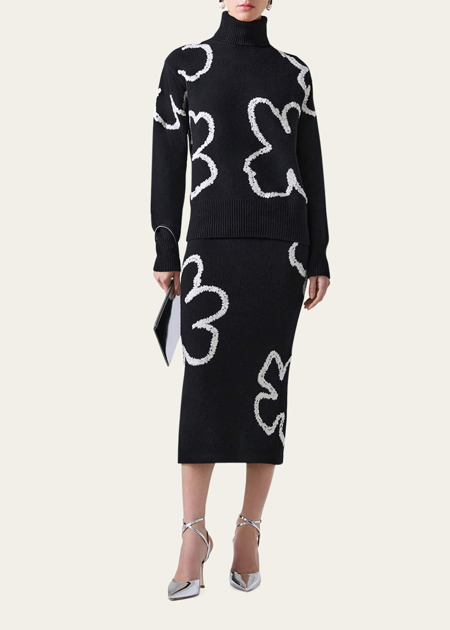 Carolina Herrera Floral Embroidered Turtleneck Sweater Image 2 of 4
