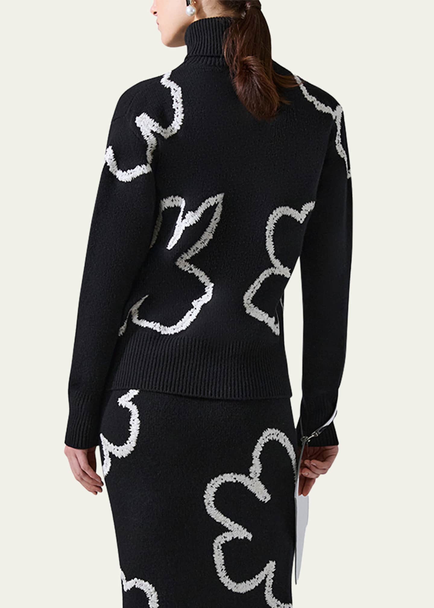 Carolina Herrera Floral Embroidered Turtleneck Sweater Image 3 of 4