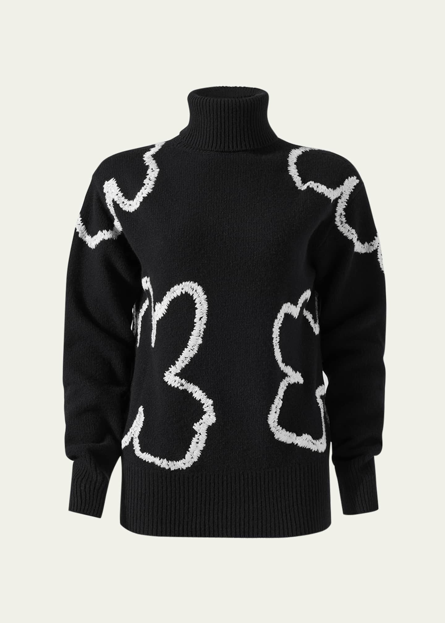 Carolina Herrera Floral Embroidered Turtleneck Sweater Image 1 of 4