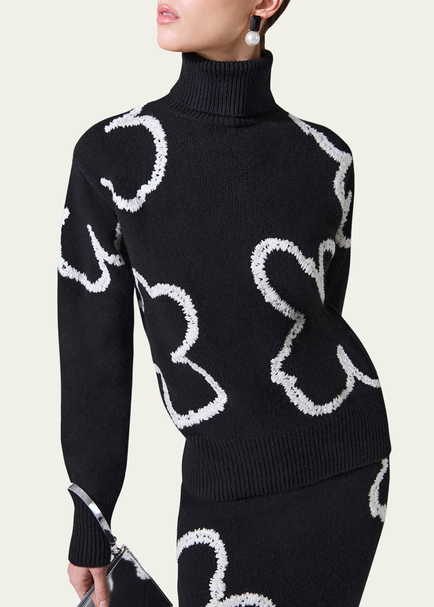 Carolina Herrera Floral Embroidered Turtleneck Sweater Image 4 of 4