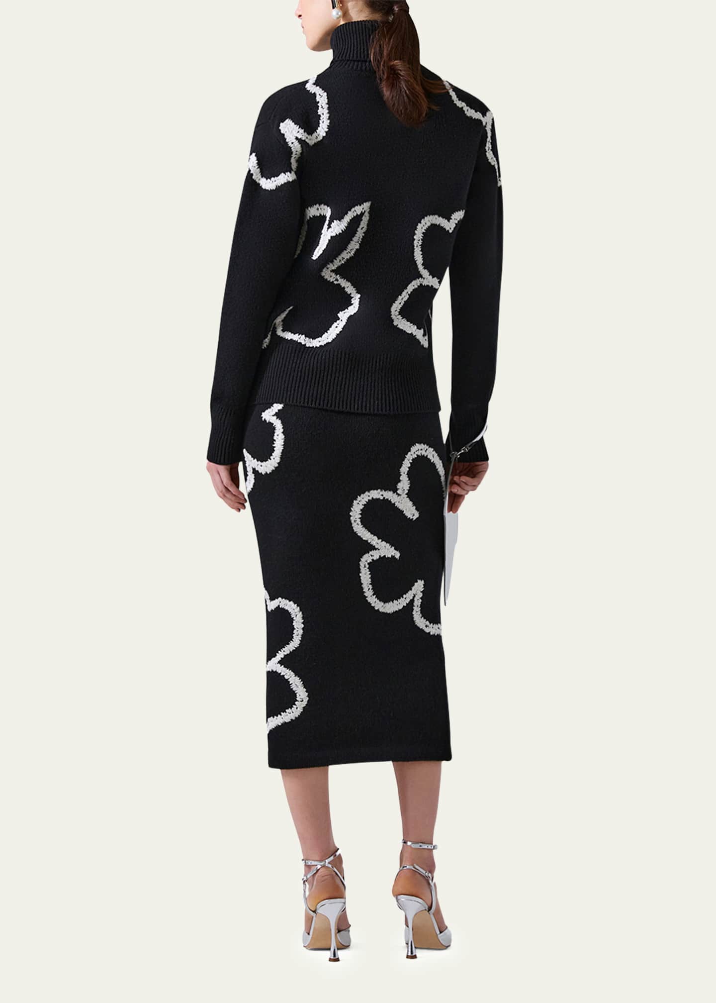 Carolina Herrera Floral Embroidered Knit Midi Skirt Image 3 of 3
