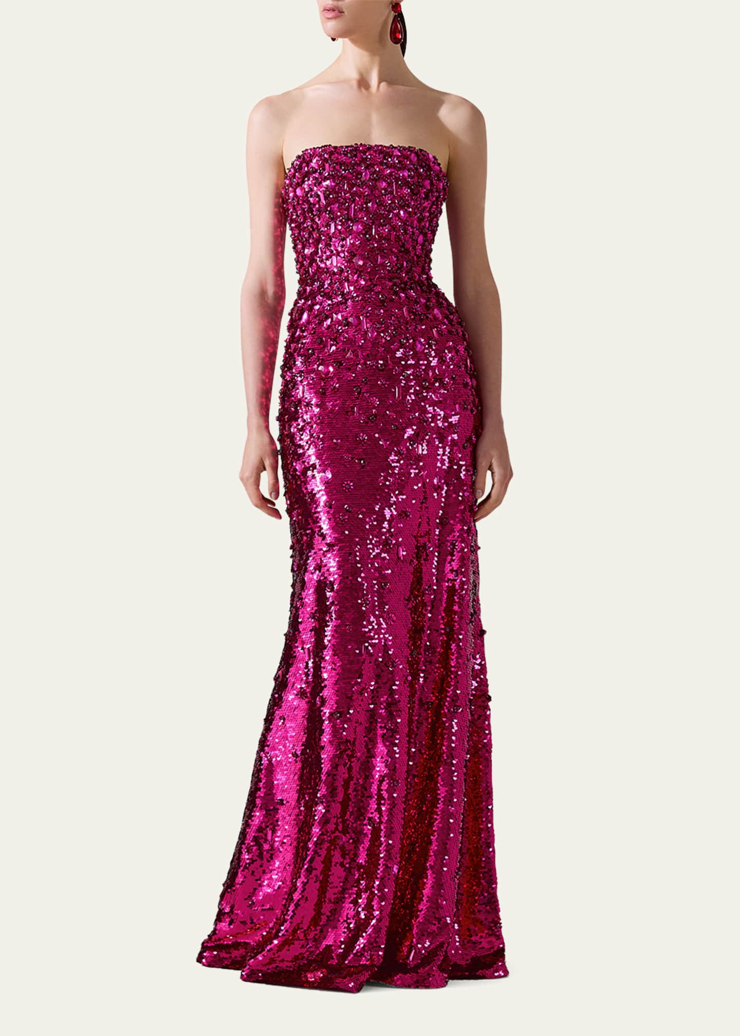 Carolina Herrera Sequined Strapless Wool Gown Image 2 of 3