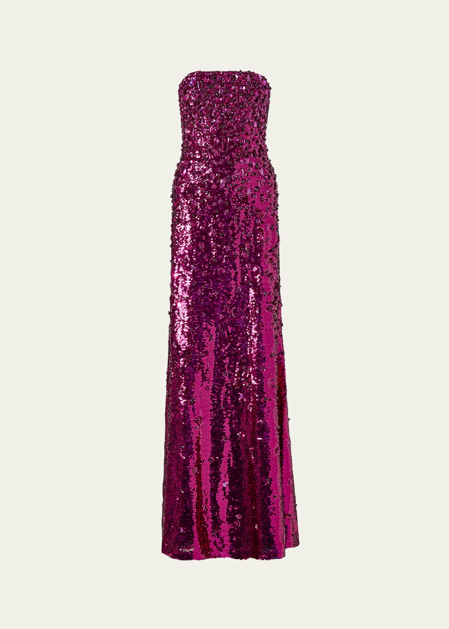 Carolina Herrera Sequined Strapless Wool Gown Image 1 of 3