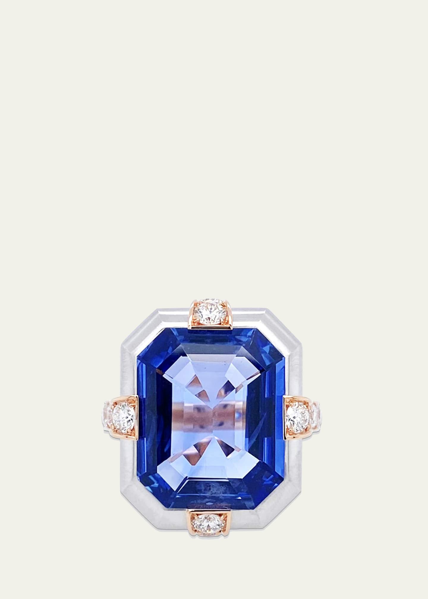 Bayco 18K Rose Gold and Platinum Sapphire Ring with Diamonds