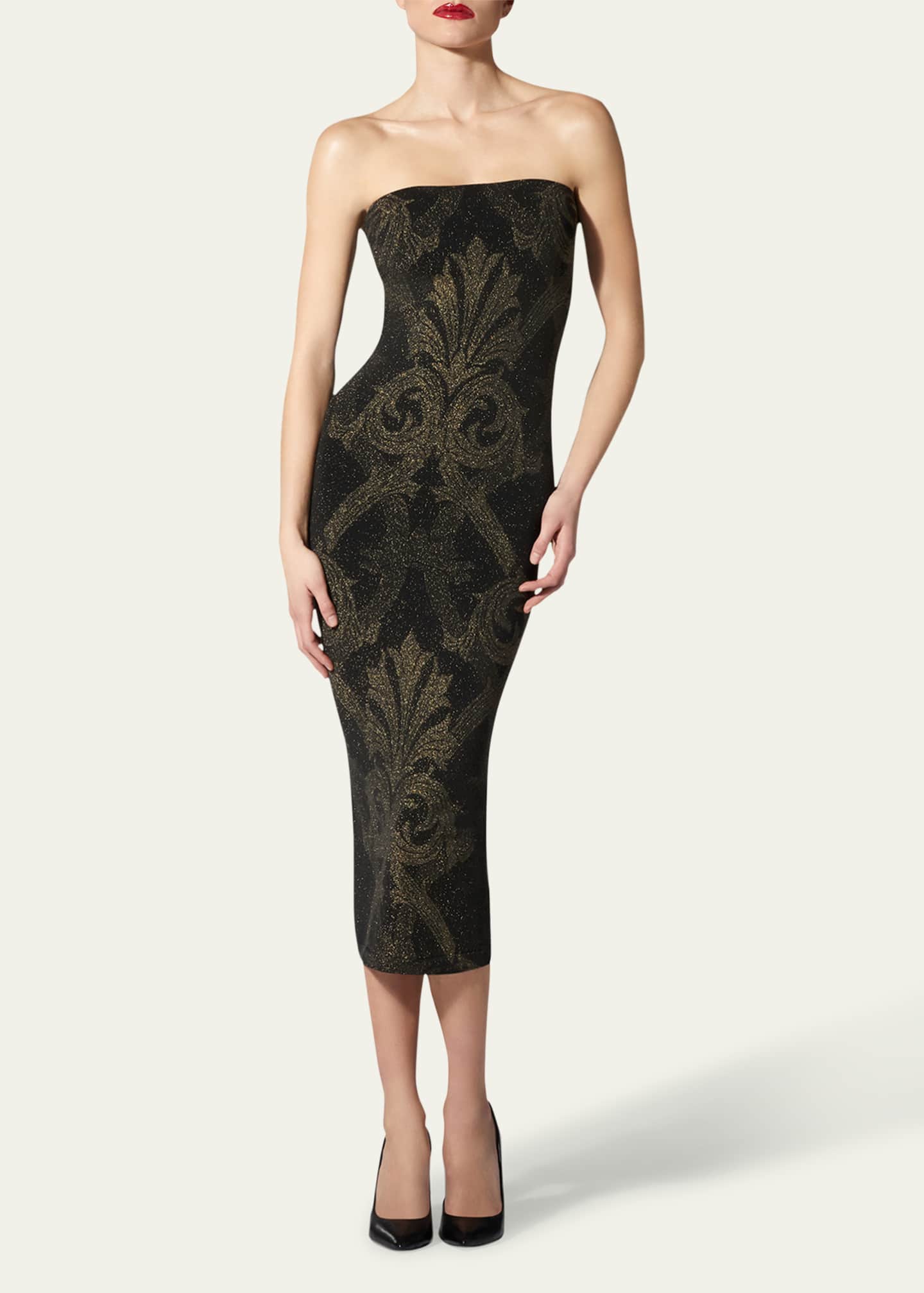 ETRO x Wolford x Etro Strapless Metallic Jacquard Midi Dress Image 2 of 4