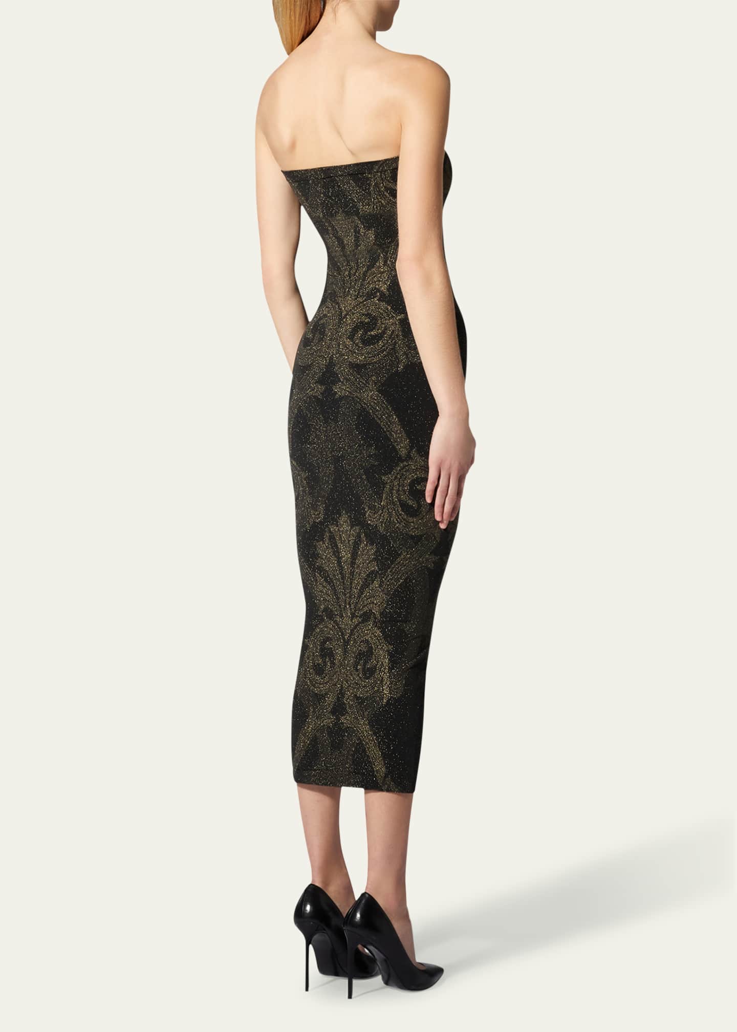 ETRO x Wolford x Etro Strapless Metallic Jacquard Midi Dress Image 3 of 4