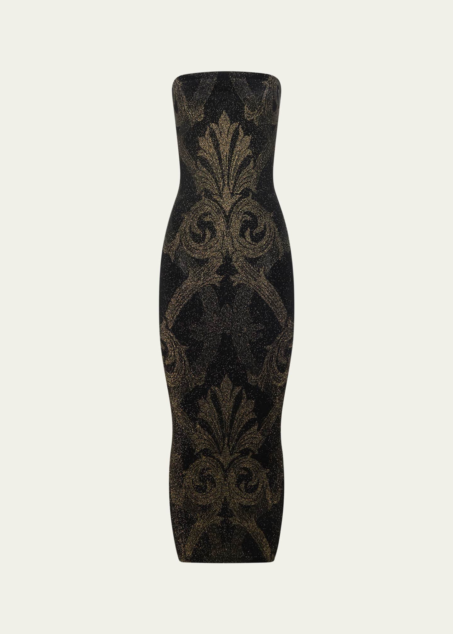 ETRO x Wolford x Etro Strapless Metallic Jacquard Midi Dress Image 1 of 4