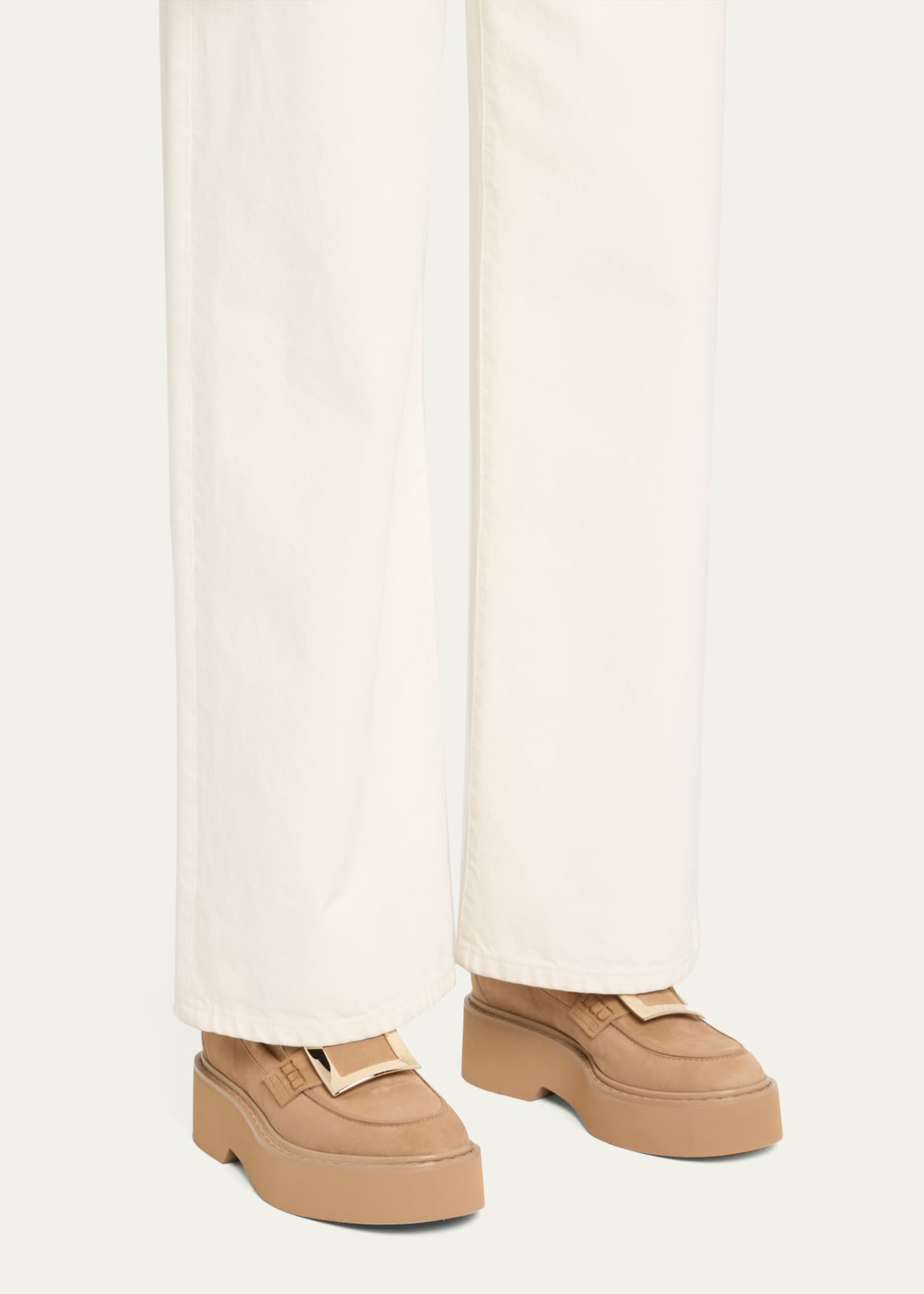 Roger Vivier Viv Rangers Suede Metal-Buckle Loafers Image 2 of 6