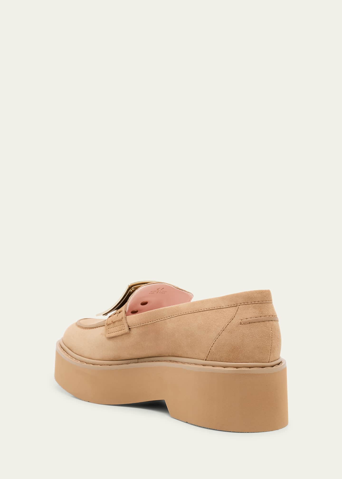 Roger Vivier Viv Rangers Suede Metal-Buckle Loafers Image 4 of 6