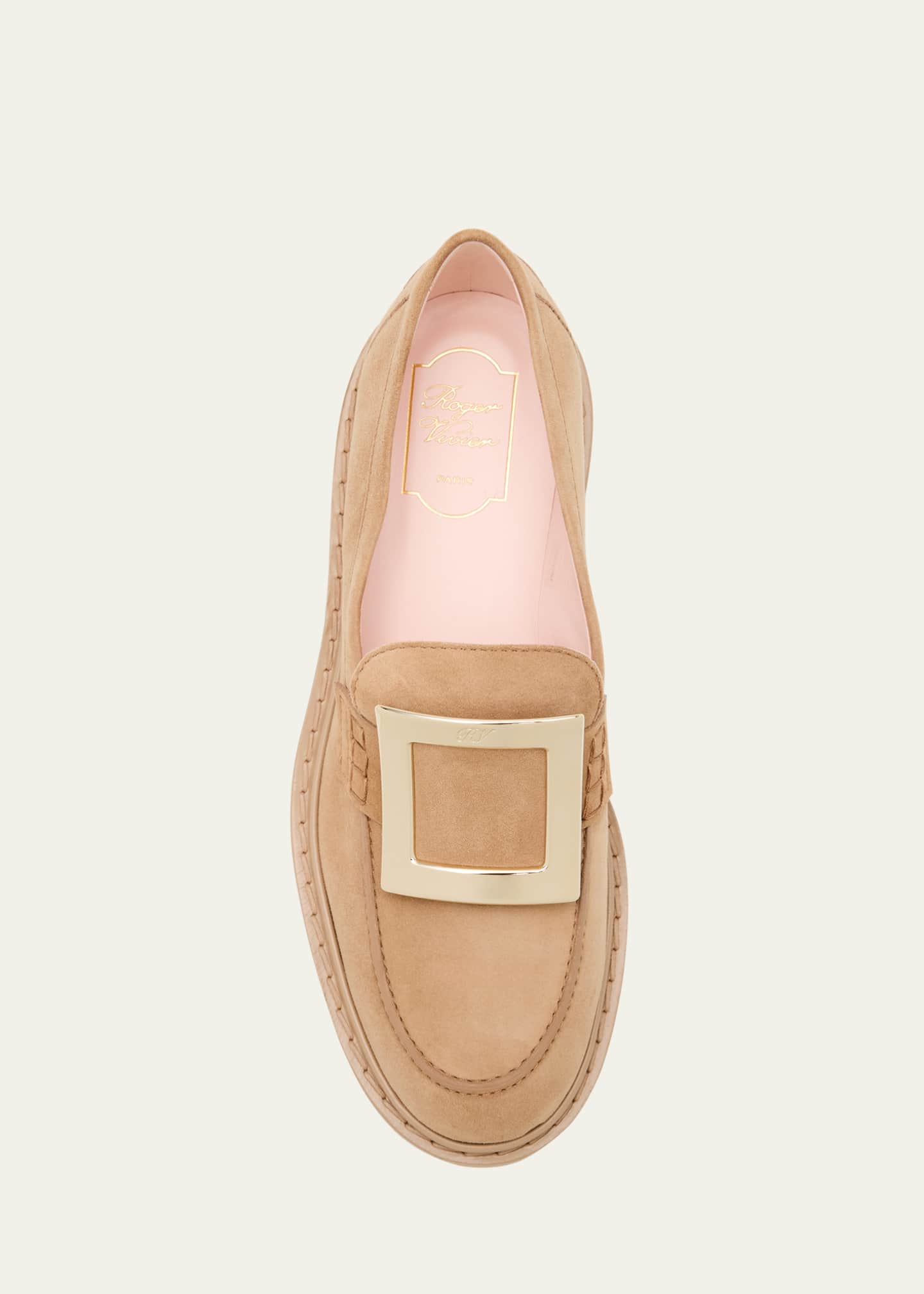 Roger Vivier Viv Rangers Suede Metal-Buckle Loafers Image 6 of 6