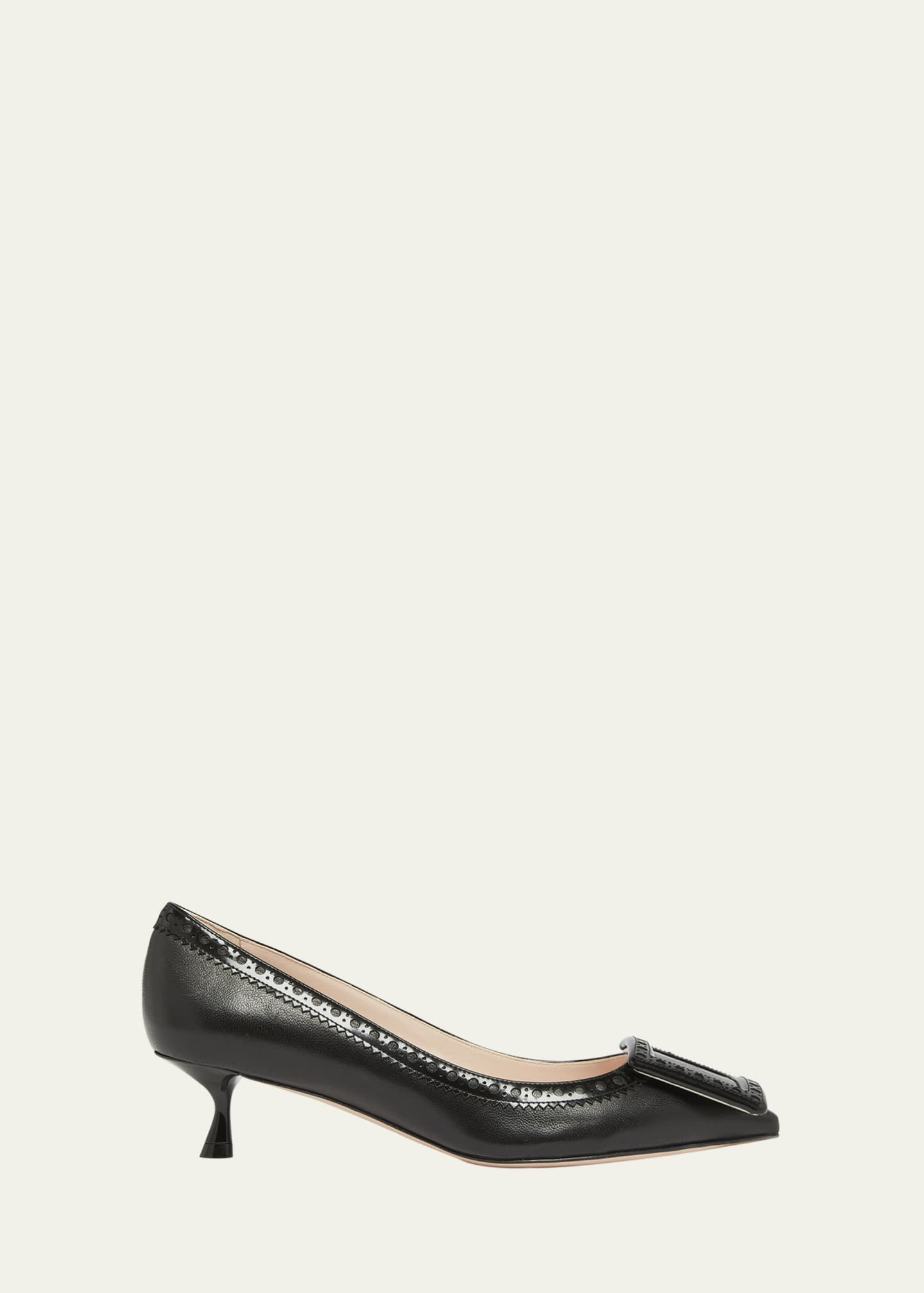 Roger Vivier I Love Vivier Mixed Leather Kitten Pumps Image 1 of 4