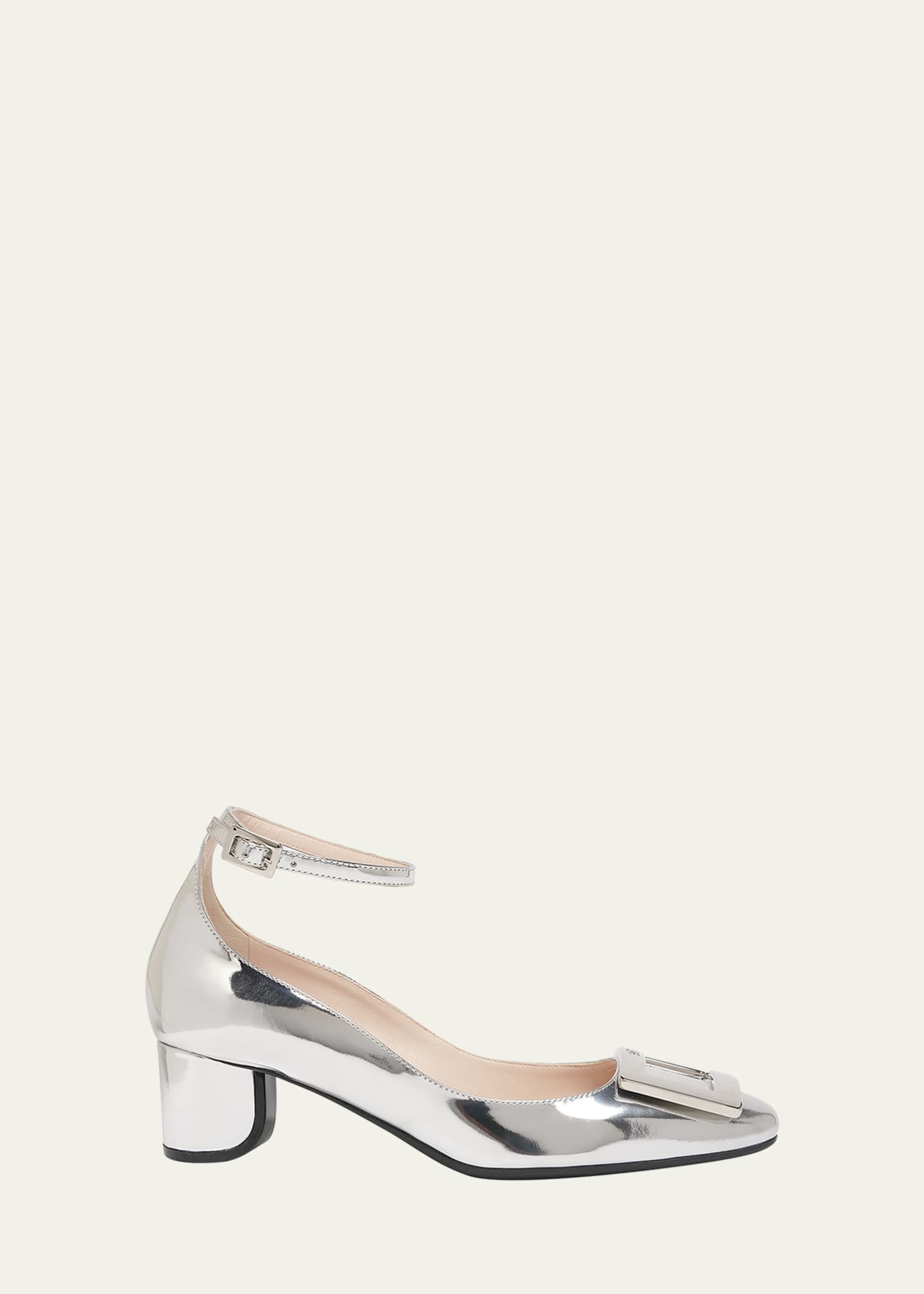 Roger Vivier Roundy Metallic Ankle-Strap Pumps Image 1 of 6