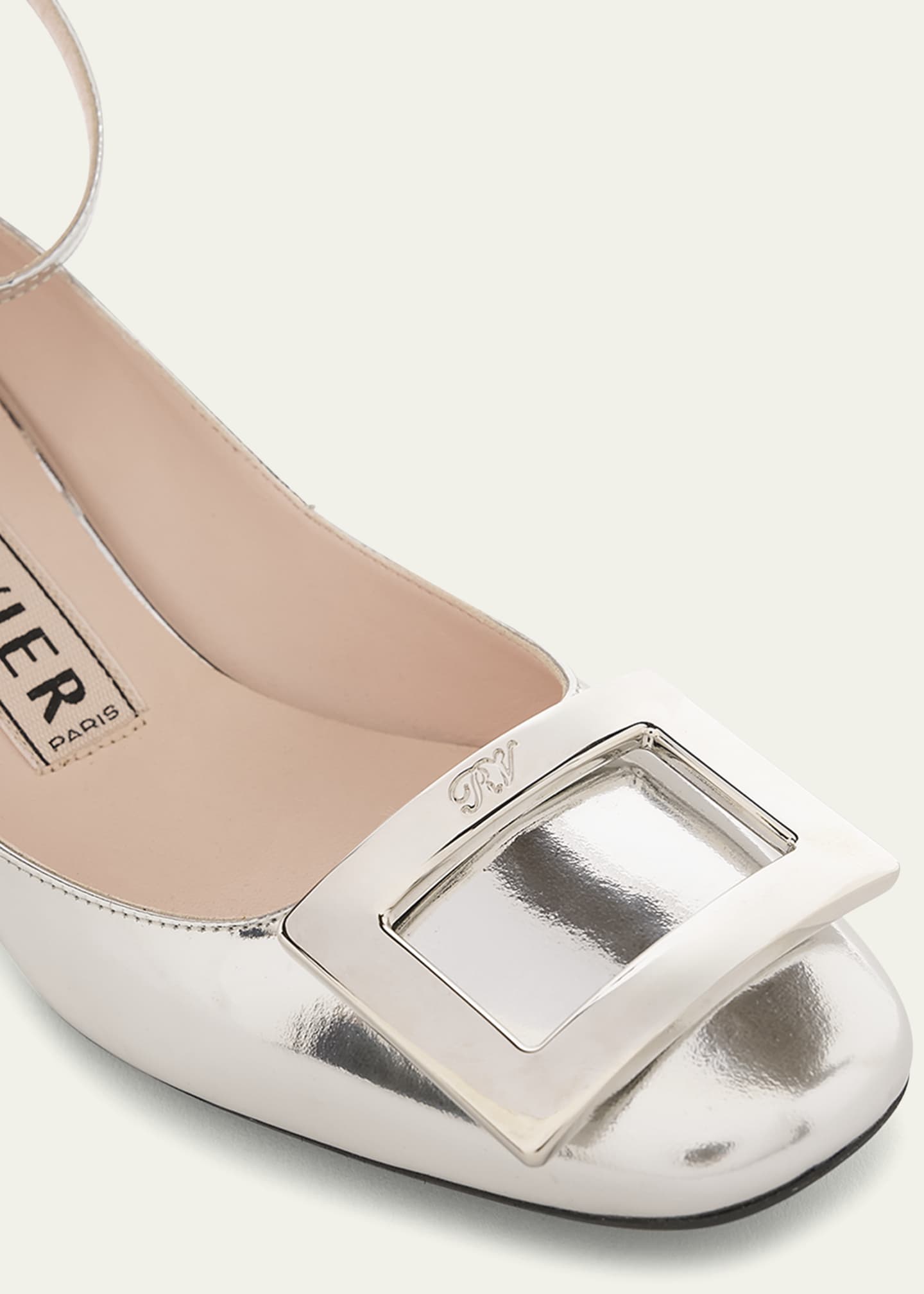 Roger Vivier Roundy Metallic Ankle-Strap Pumps Image 5 of 6