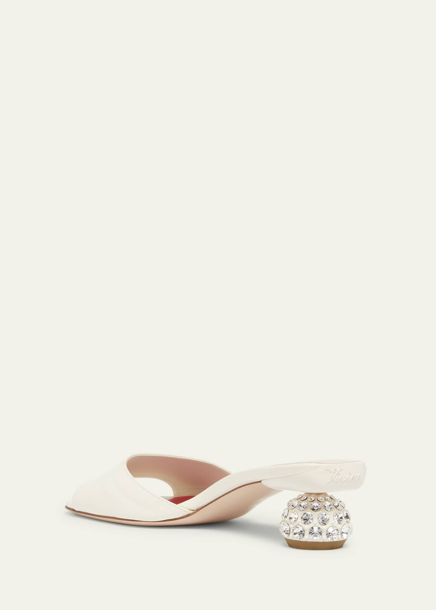 Roger Vivier Leather Crystal-Dome Heel Slide Sandals Image 2 of 4